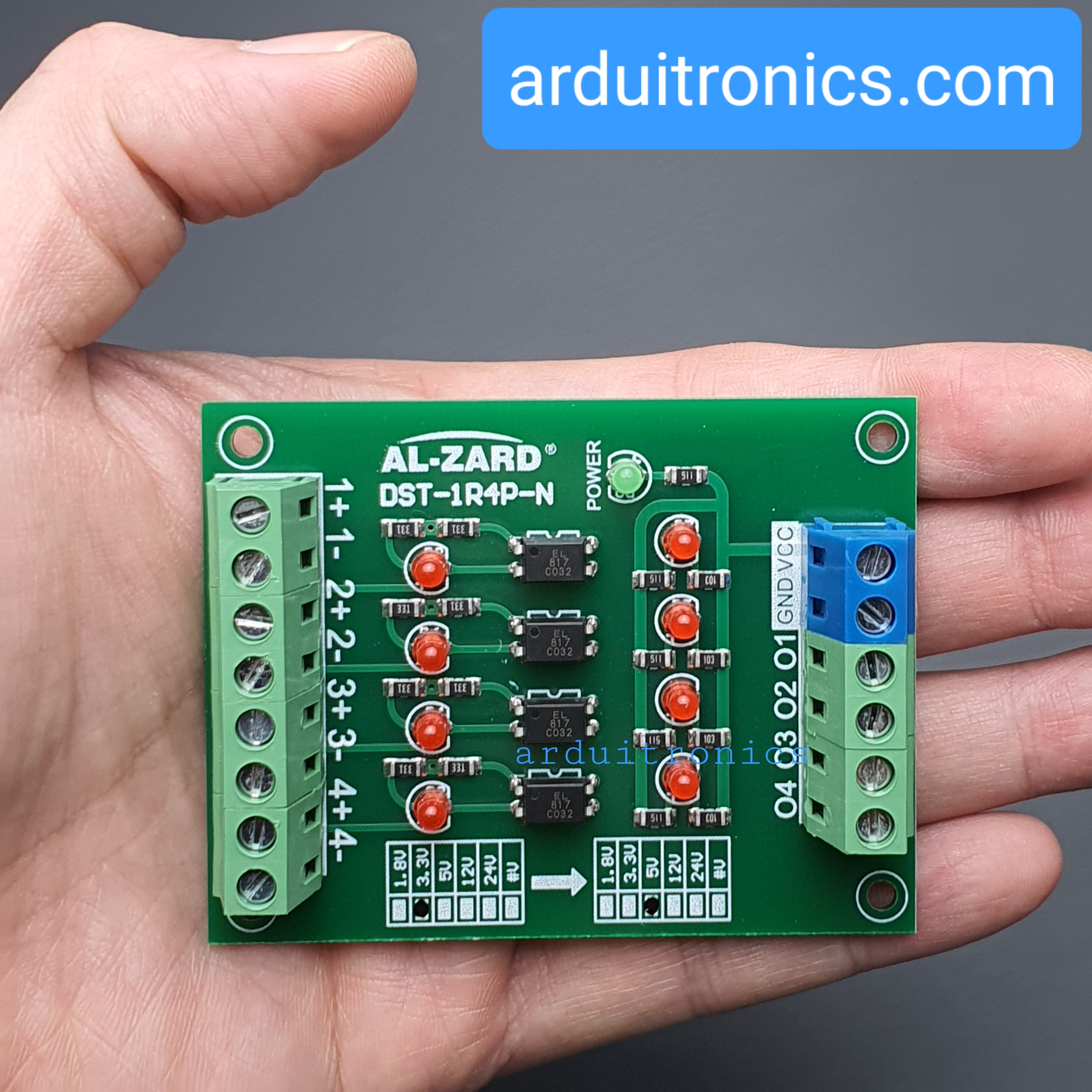3.3V to 5V 4 Channel 3.3V - 5V Optocoupler Isolation Module PLC Signal Level Voltage Conversion Board