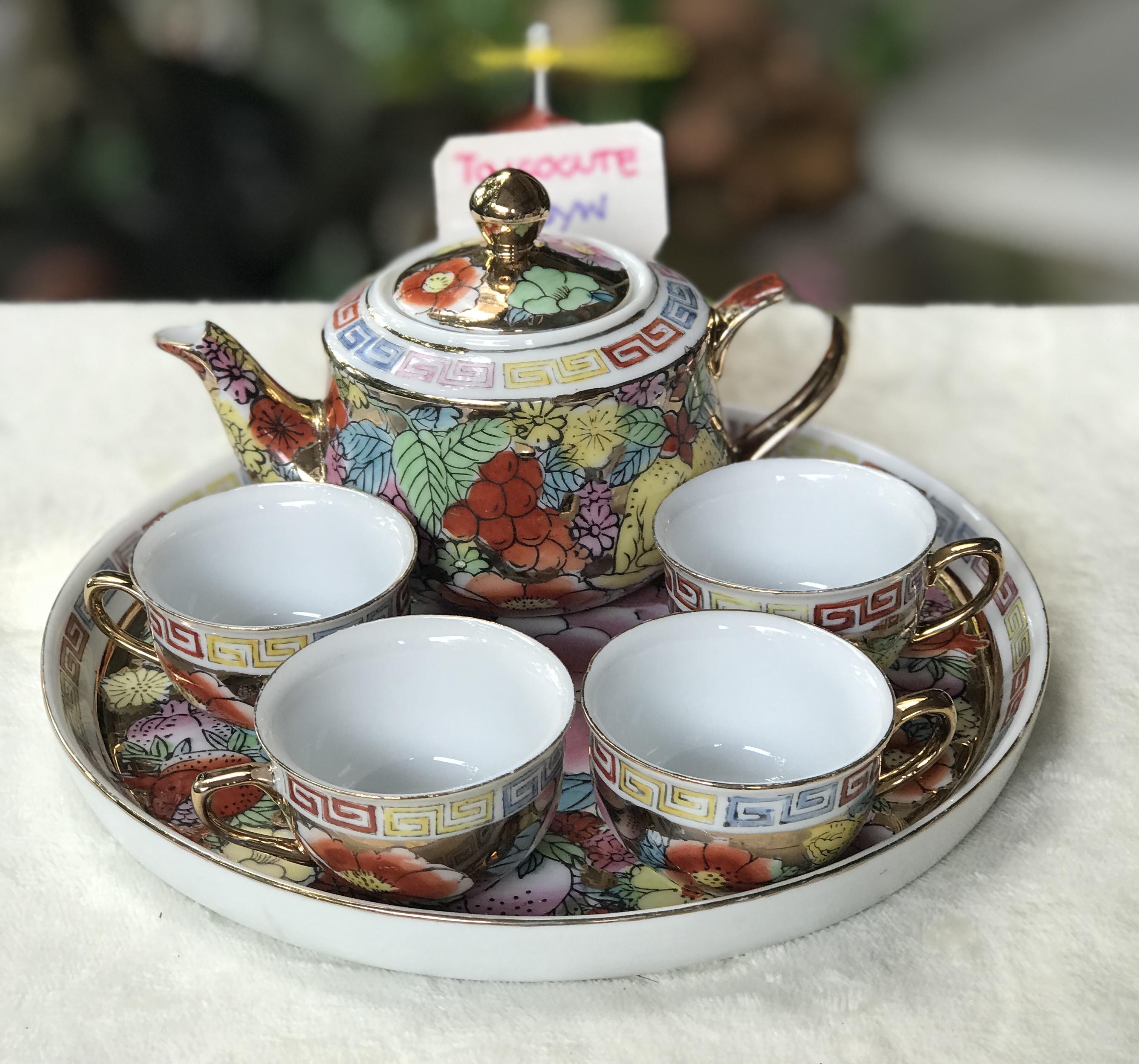 ชุดกาน้ำชาจีนโบราณ ชุดน้ำชากังใส พร้อมถ้วยน้ำชา 4 ใบ และถาด เหมาะสำหรับตั้งโชว์ ไว้ใช้เพื่อเสริมบารมี