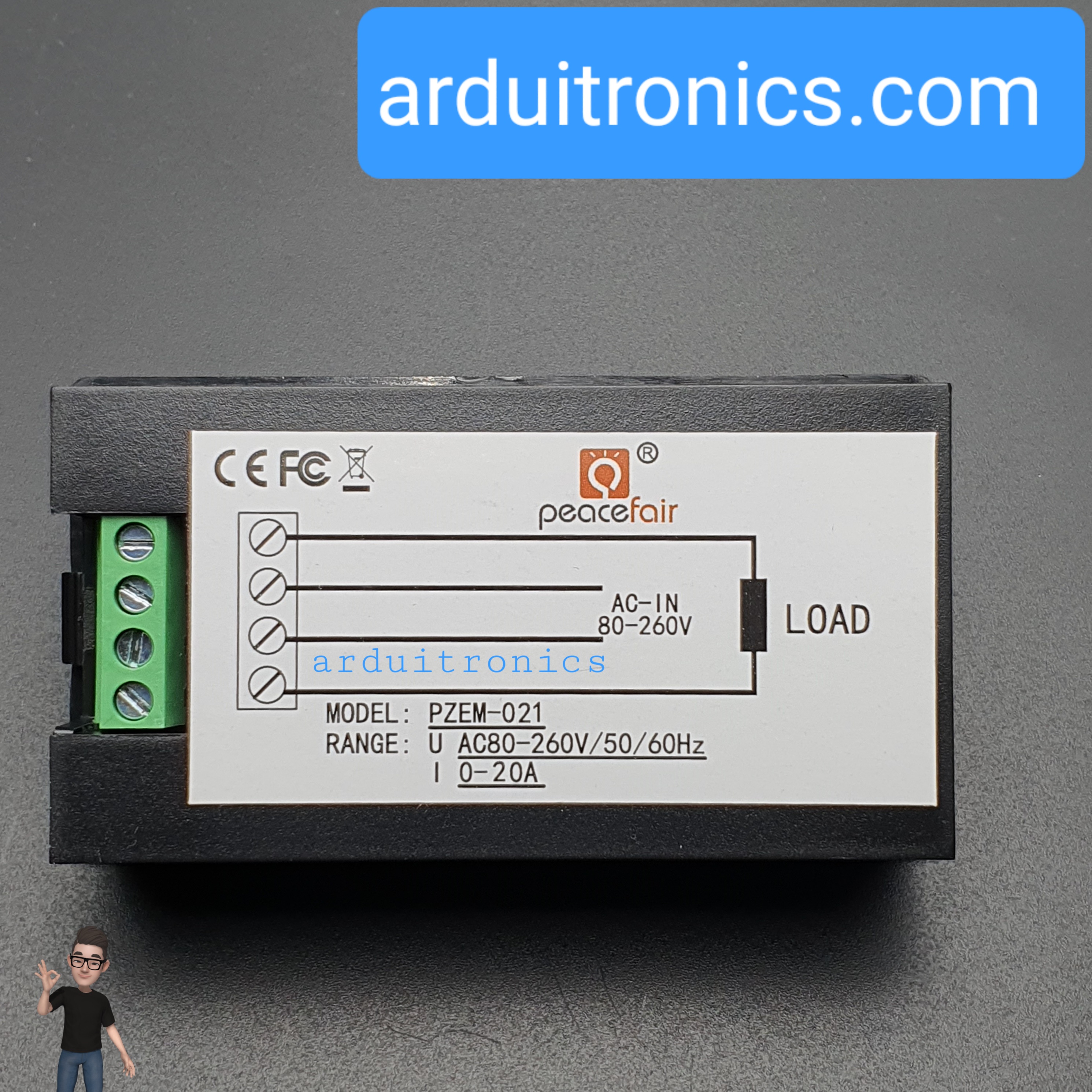 PZEM-021 20A AC Digital Power Meter มิเตอร์วัดการใช้พลังงาน