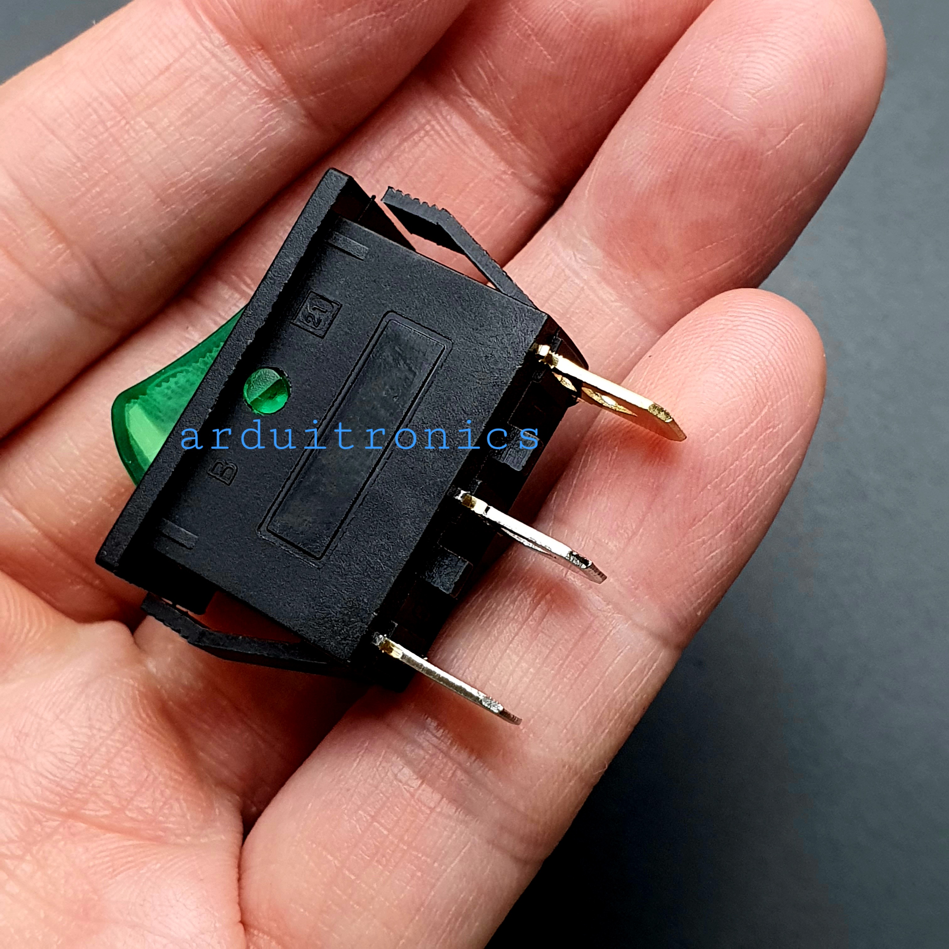 สวิตช์ไฟเปิด/ปิด KCD3-101N 15A 250VAC (3 ขา สีเขียว)