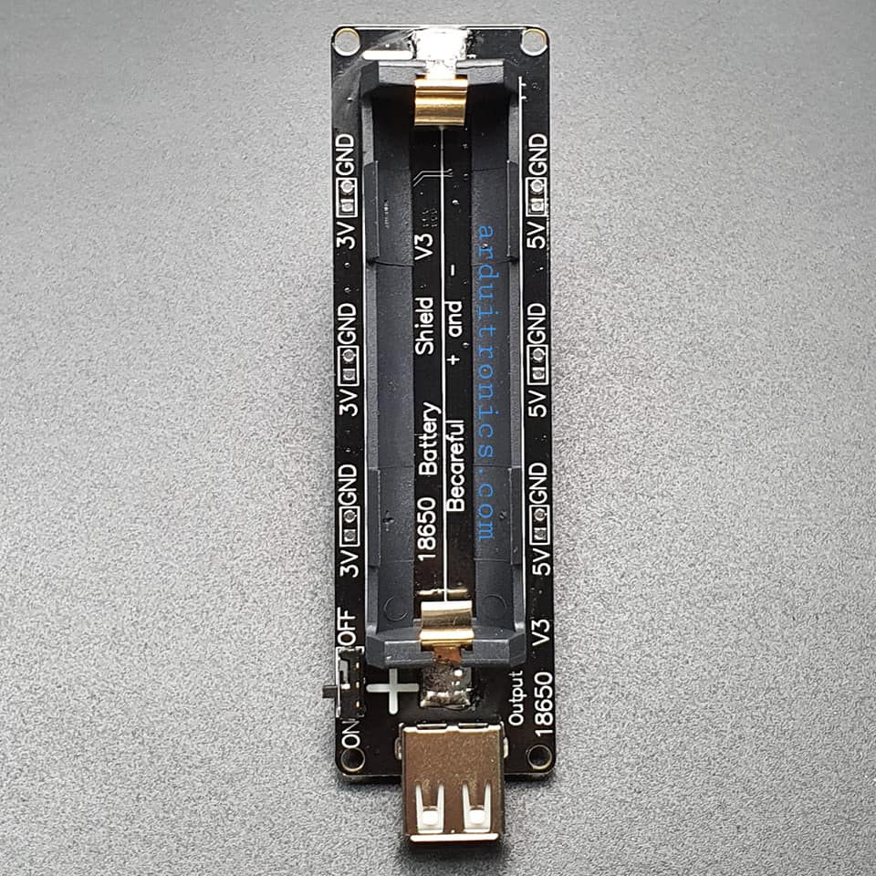 โมดูลชาร์จแบตเตอรี่ 18650 พร้อมช่องจ่ายไฟ USB Battery Shield V3 สำหรับ Raspberry Pi WEMOS Arduino ESP8266