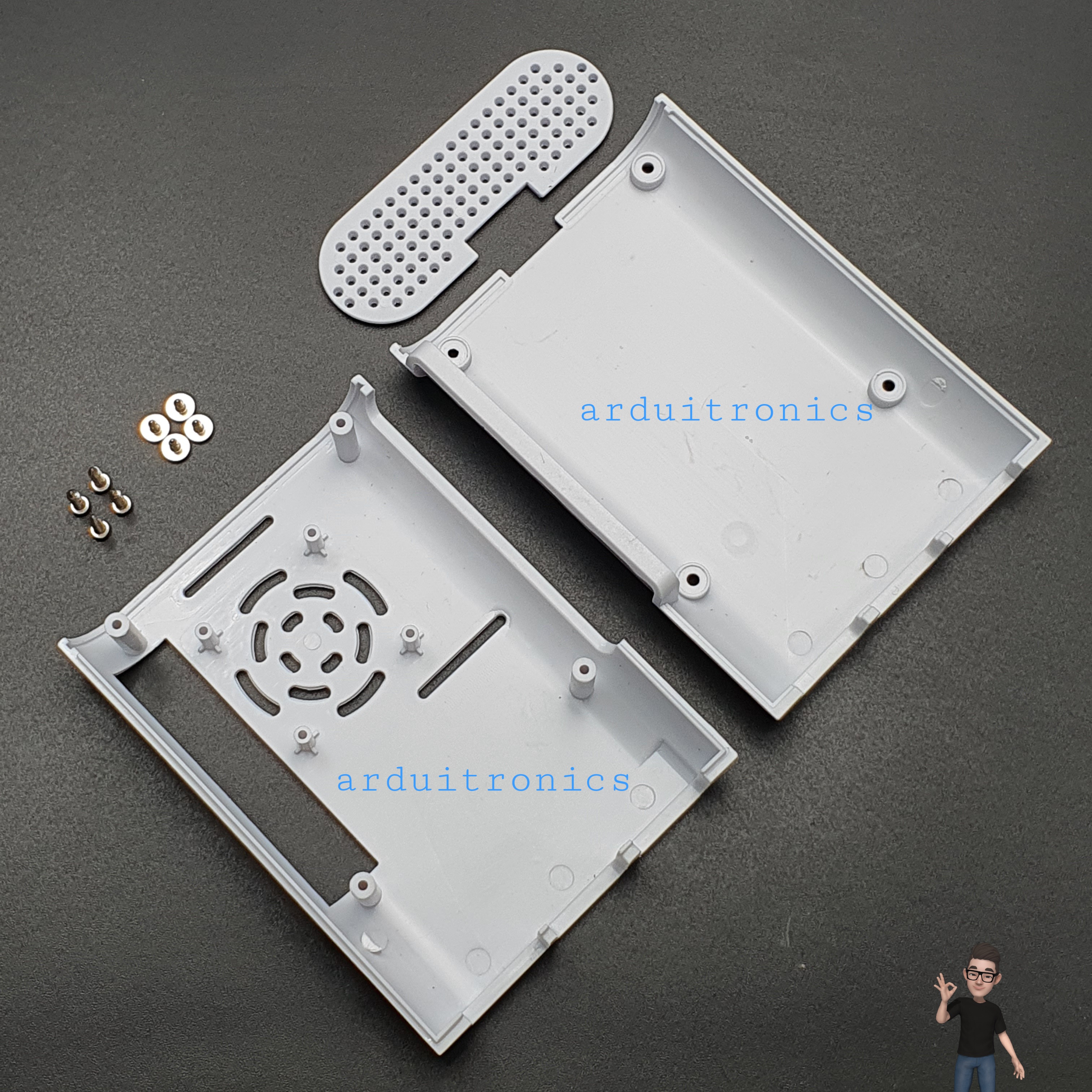 Raspberry Pi 4B Shell Case Box White กล่อง เคส Raspberry Pi 4 สีขาว พร้อมพัดลมระบายความร้อน