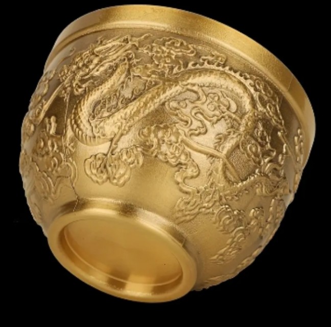 ถ้วยมังกรและฟีนิกซ์ ทองเหลือง 4.5x6cm