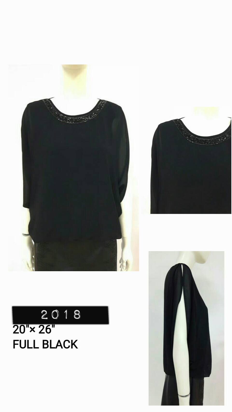 เสื้อชีฟองสีดำคอประดับเลื่อม Lovely Royce #2018 อก 38-40 สินค้าพร้อมส่งค่ะ
