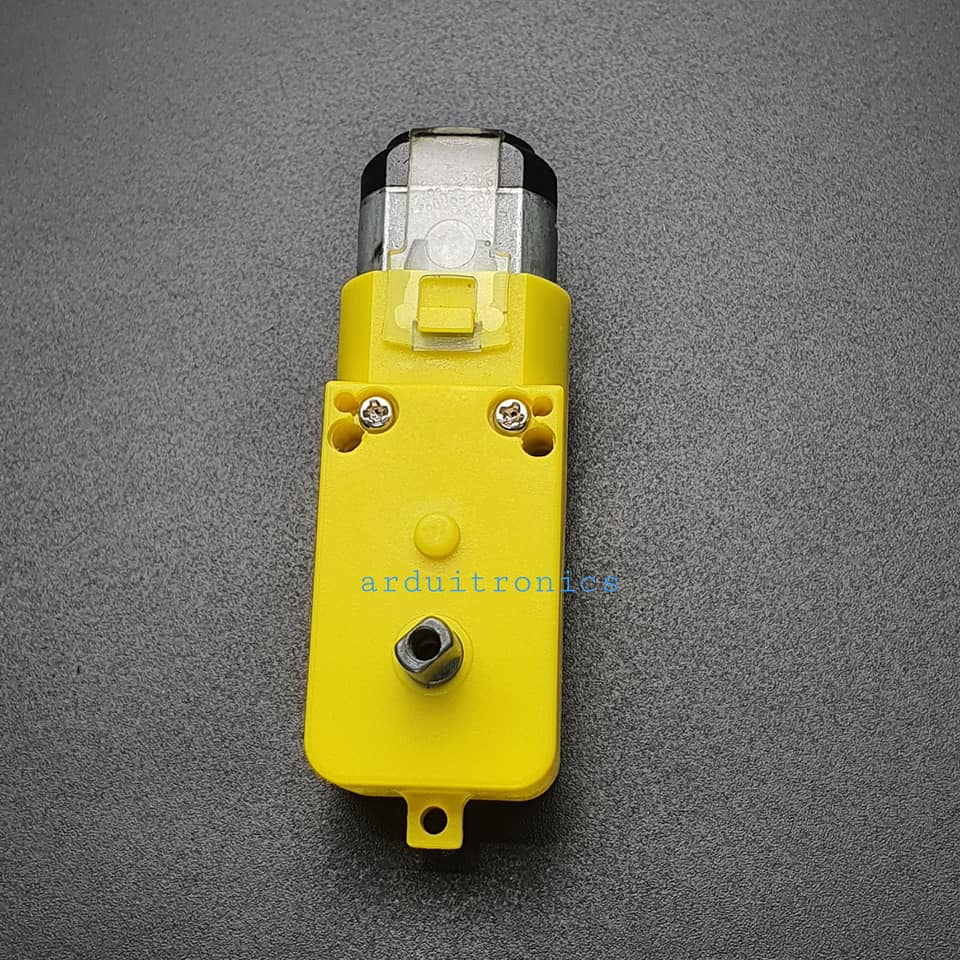 Metal Gear Motor (เฟืองโลหะ 100%) - อัตราทด 1:90 ความเร็วรอบ 96 rpm แกนข้างเดียว กรอบสีเหลือง