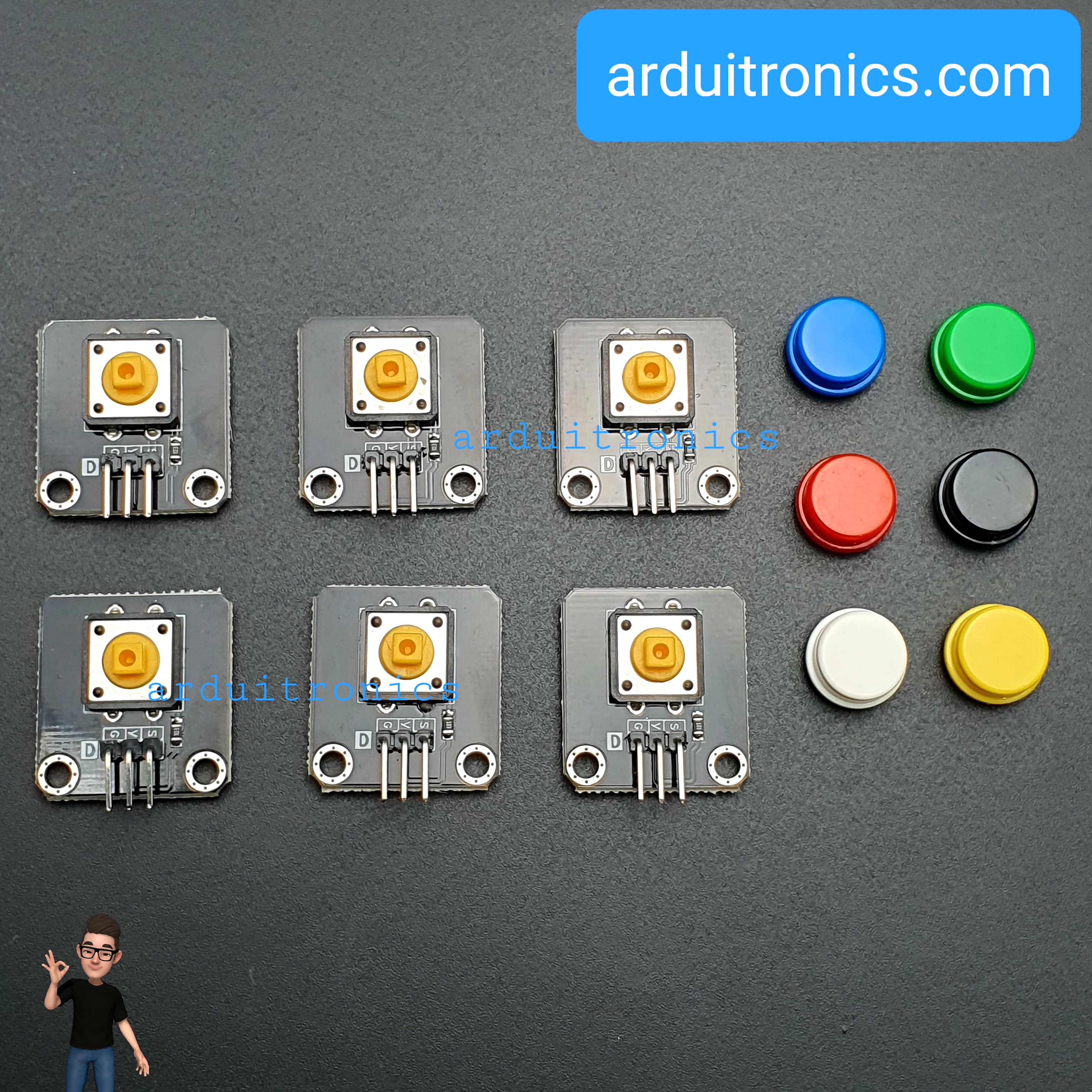 6 สี โมดูลสวิตช์กดติด/ปล่อยดับ Button switch module for Arduino