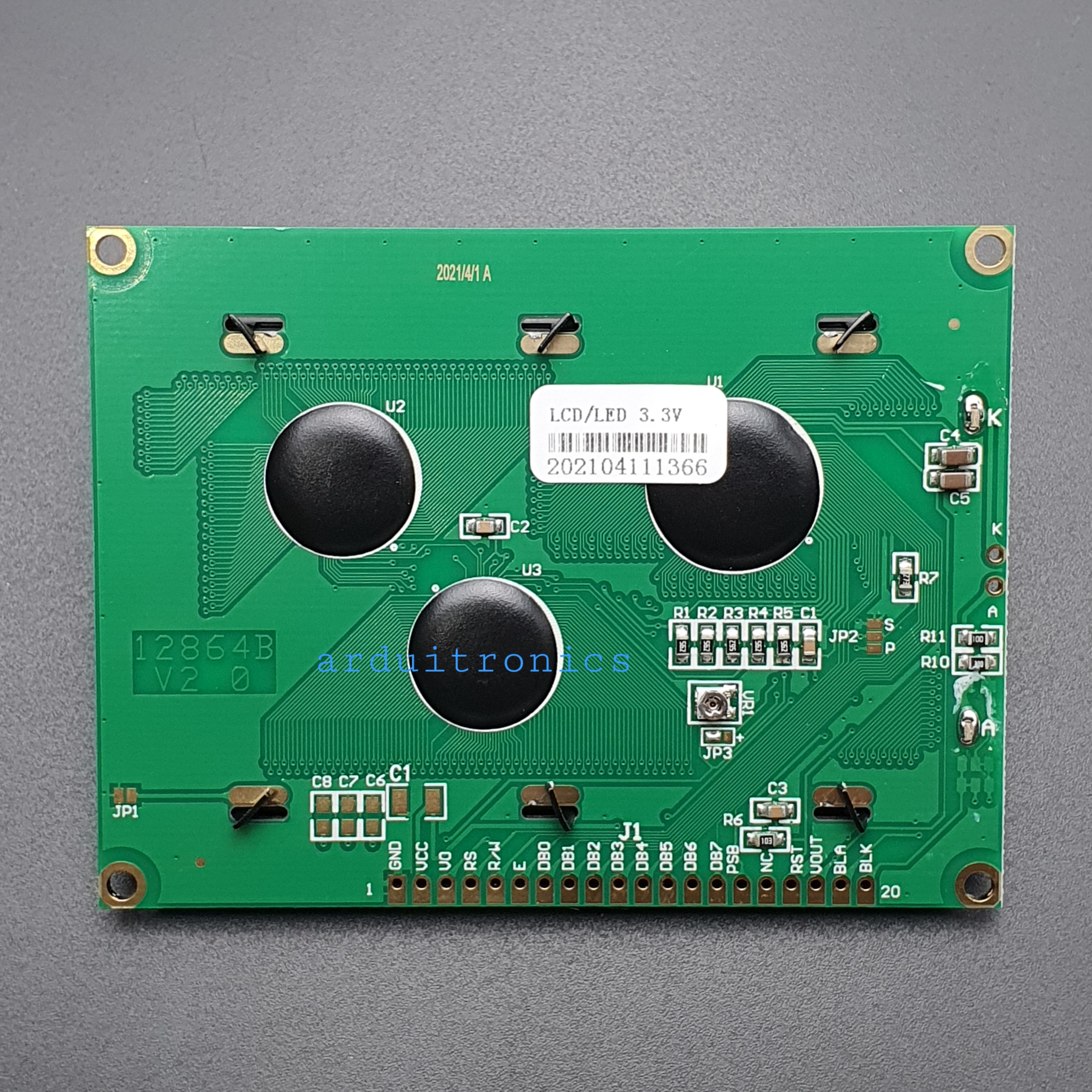 LCD Display Module 128x64 (12864) Graphic Matrix LCD with Blue Backlight (3.3V)