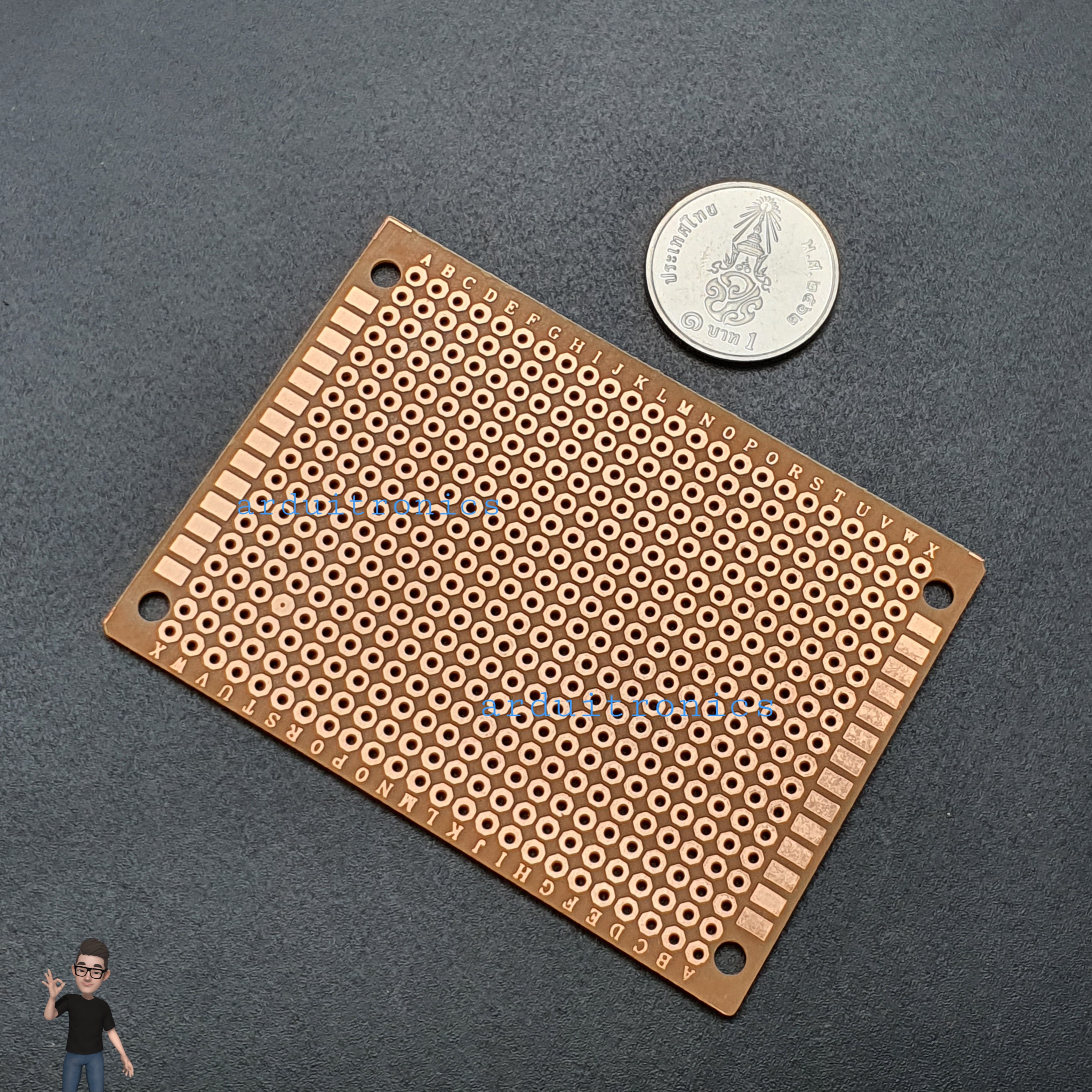 แผ่น PCB ไข่ปลา 1 หน้า ขนาด 5x7cm (สีน้ำตาล) แผ่นปริ๊นอเนกประสงค์ PCB 1 หน้า ไข่ปลา Prototype PCB Board 5x7cm