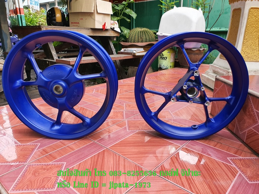 (Aerox) ชุดวงล้อแม็ก หน้าหลัง Yamaha Aerox 155 (สีน้ำเงิน) แท้ (ขายเป็นคู่)