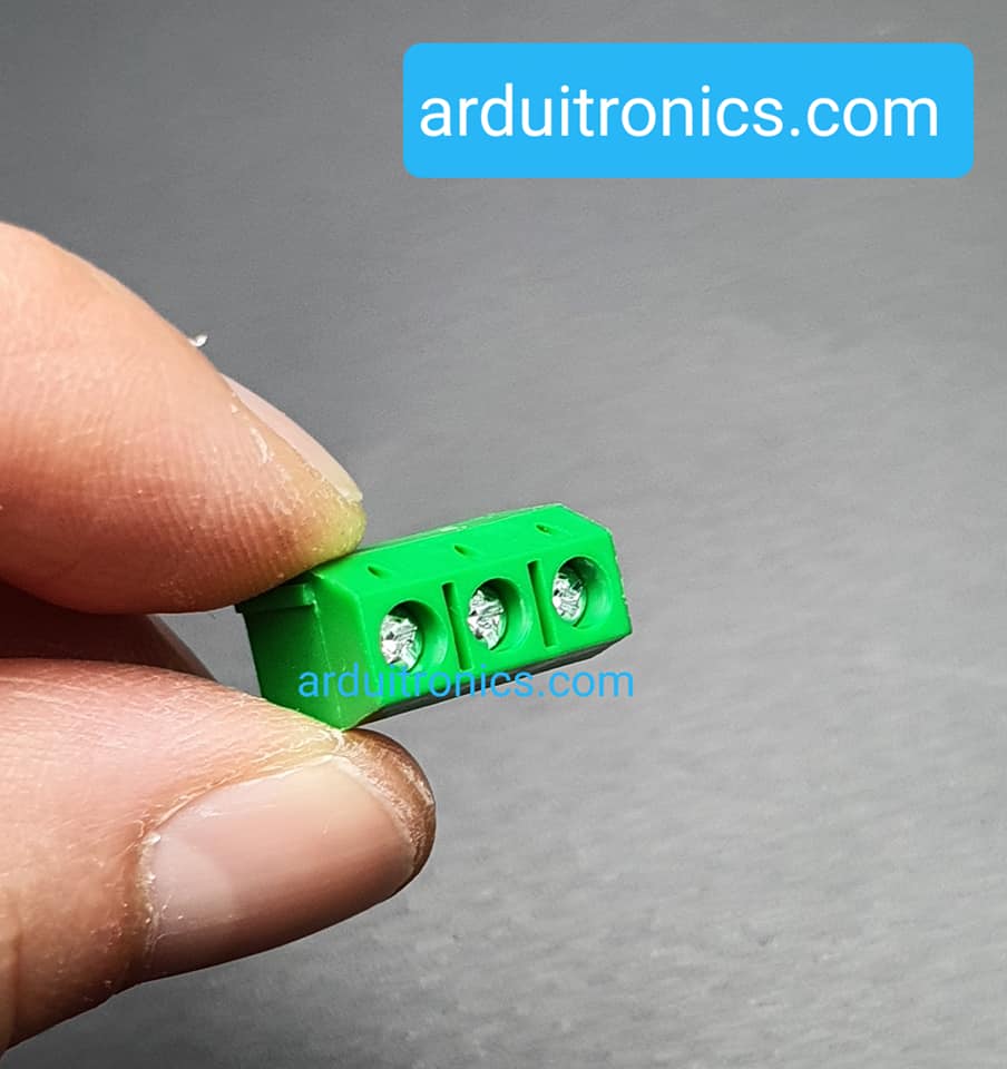 Screw Terminal Block 3 Pin Connector 5mm Pitch (Green) คอนเน็คเตอร์แบบสกรูหมุน 3 ขา สีเขียว ระยะห่างระหว่างขา 5 มม. (จำนวน 1 ชิ้น)