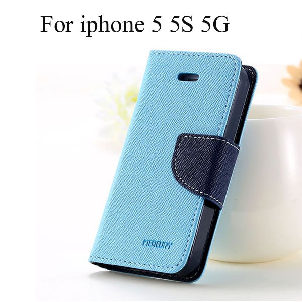 Mercury Series Color Button Case for iphone 5 5S 5G PU Leather Wallet Stand Function Cover