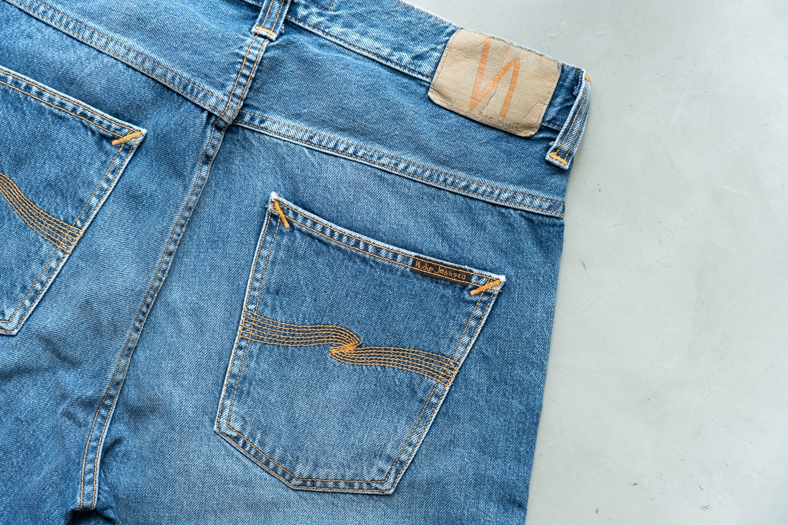 [DEFECT] Sleepy Sixten Celestial Orange ยีนส์ฟอก ขาสั้น Nudie ของแท้ 100%