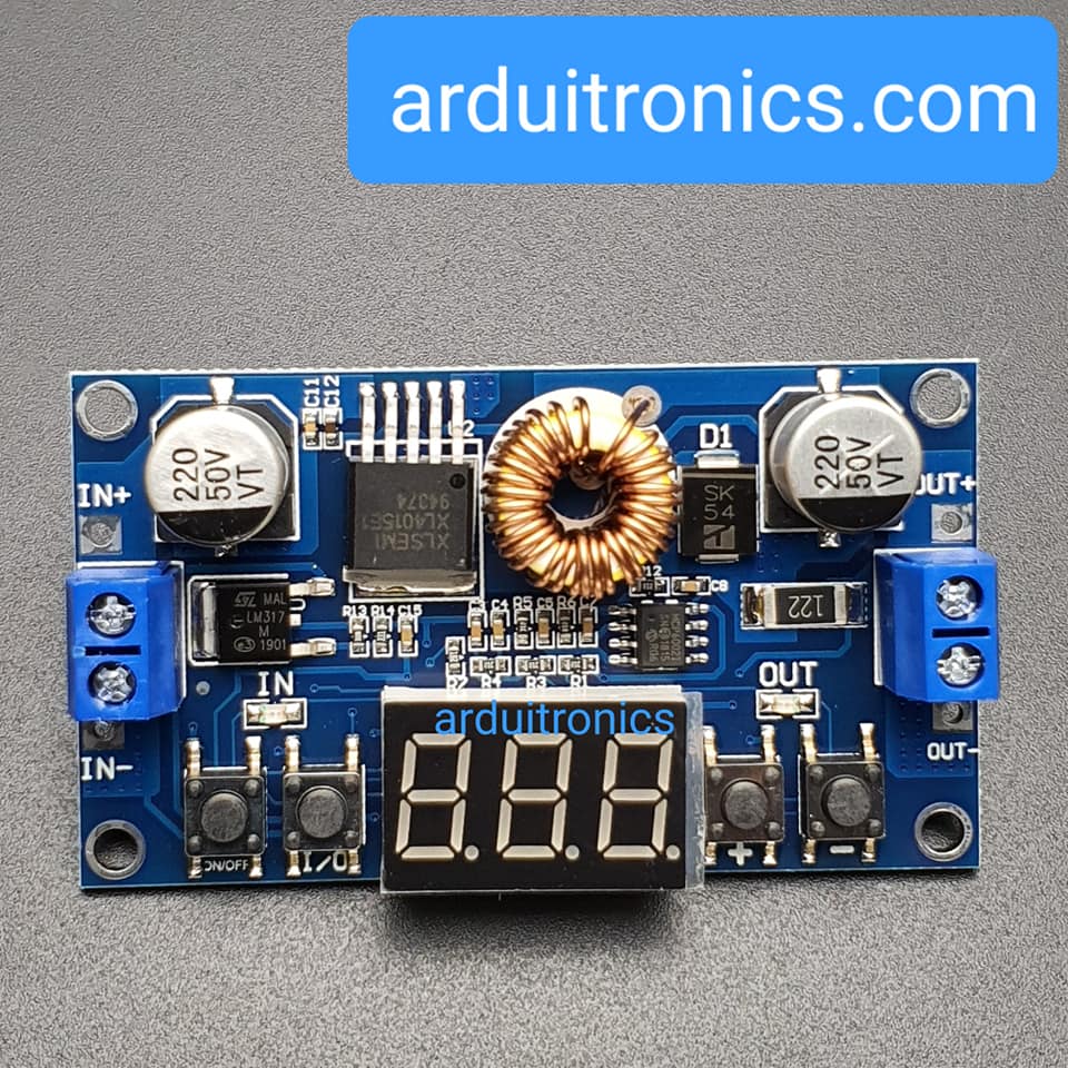 โมดูลแปลงไฟ Step Down 5-36V เป็น 1-32V กระแสสูงสุด 5A ควบคุมด้วยระบบดิจิตอลพร้อมไฟ LED แสดงค่าแรงดันไฟฟ้า