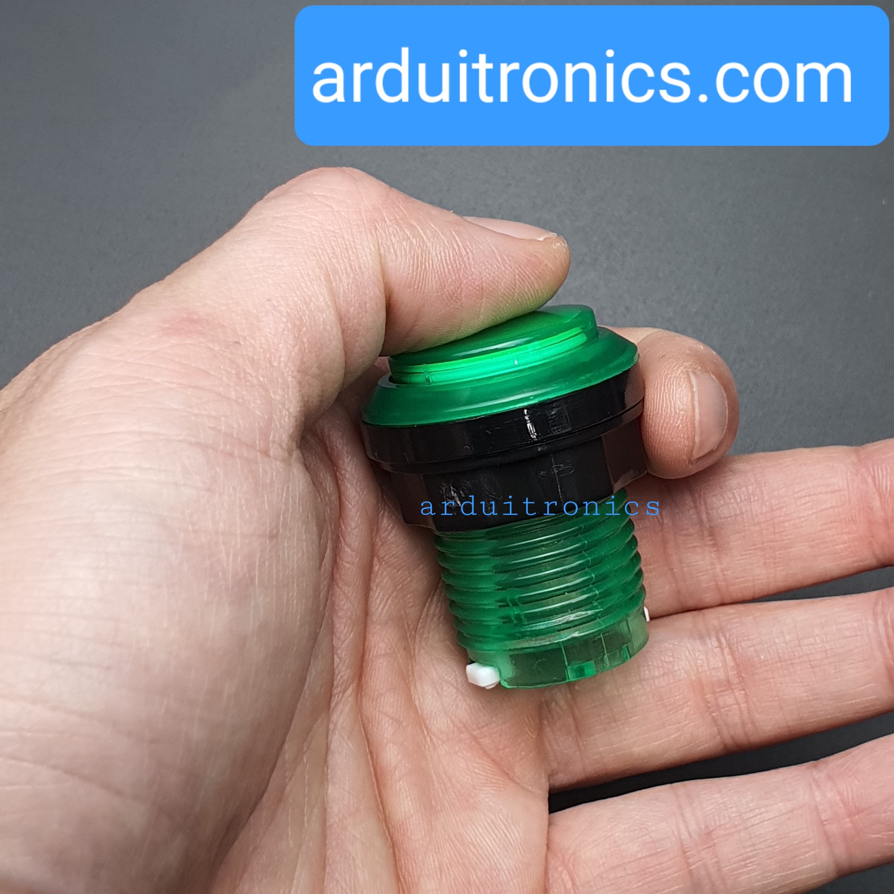 ปุ่มกดตู้เกม สวิตช์กดติดปล่อยดับขนาด 33mm พร้อมไฟ LED สีเขียว