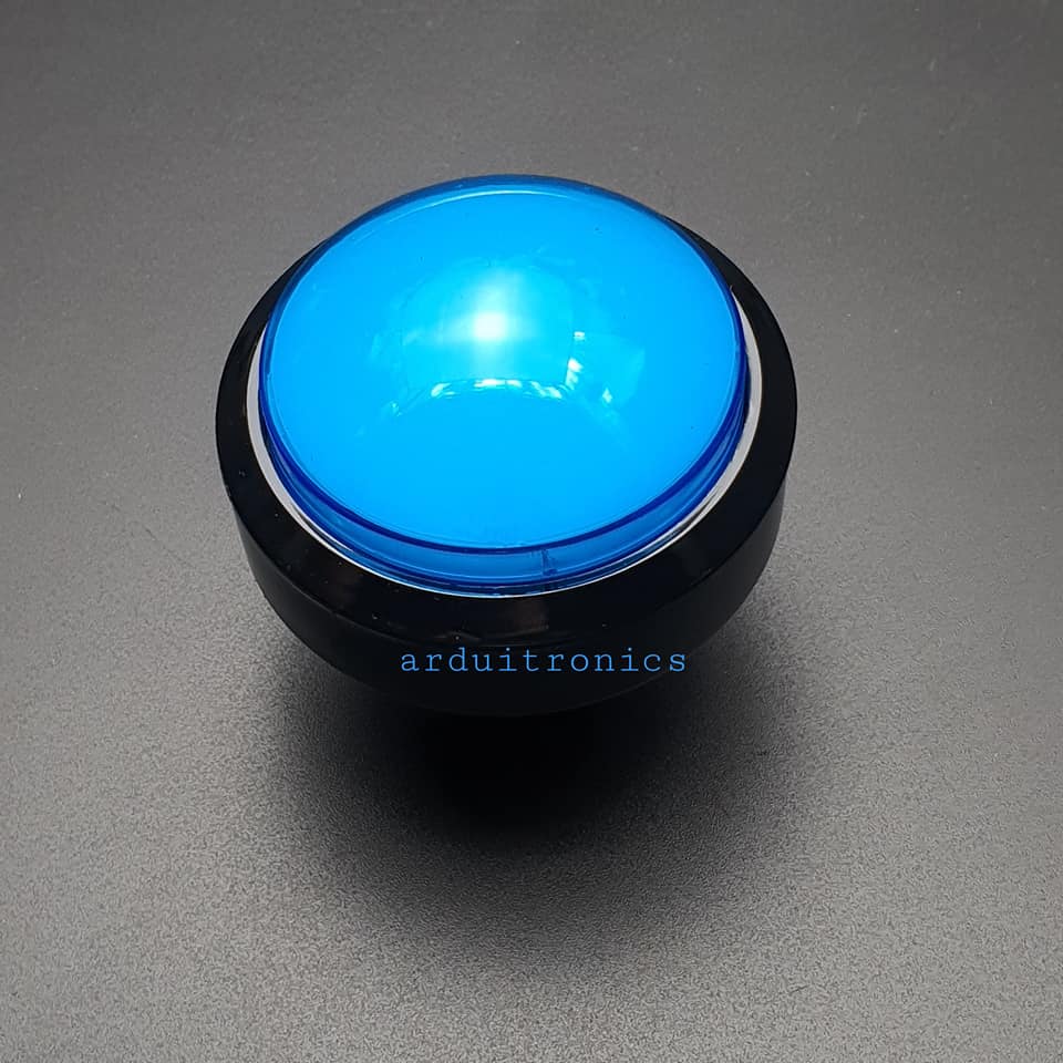 ปุ่มกดตู้เกม สวิตช์กดติดปล่อยดับขนาดใหญ่ 60mm พร้อมไฟ LED สีฟ้า/น้ำเงิน