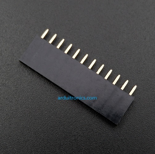 [Black] 1X12 Pin Single Row Female Header 2.54mm Pitch Straight Pin Square (จำนวน 1 ชิ้น)