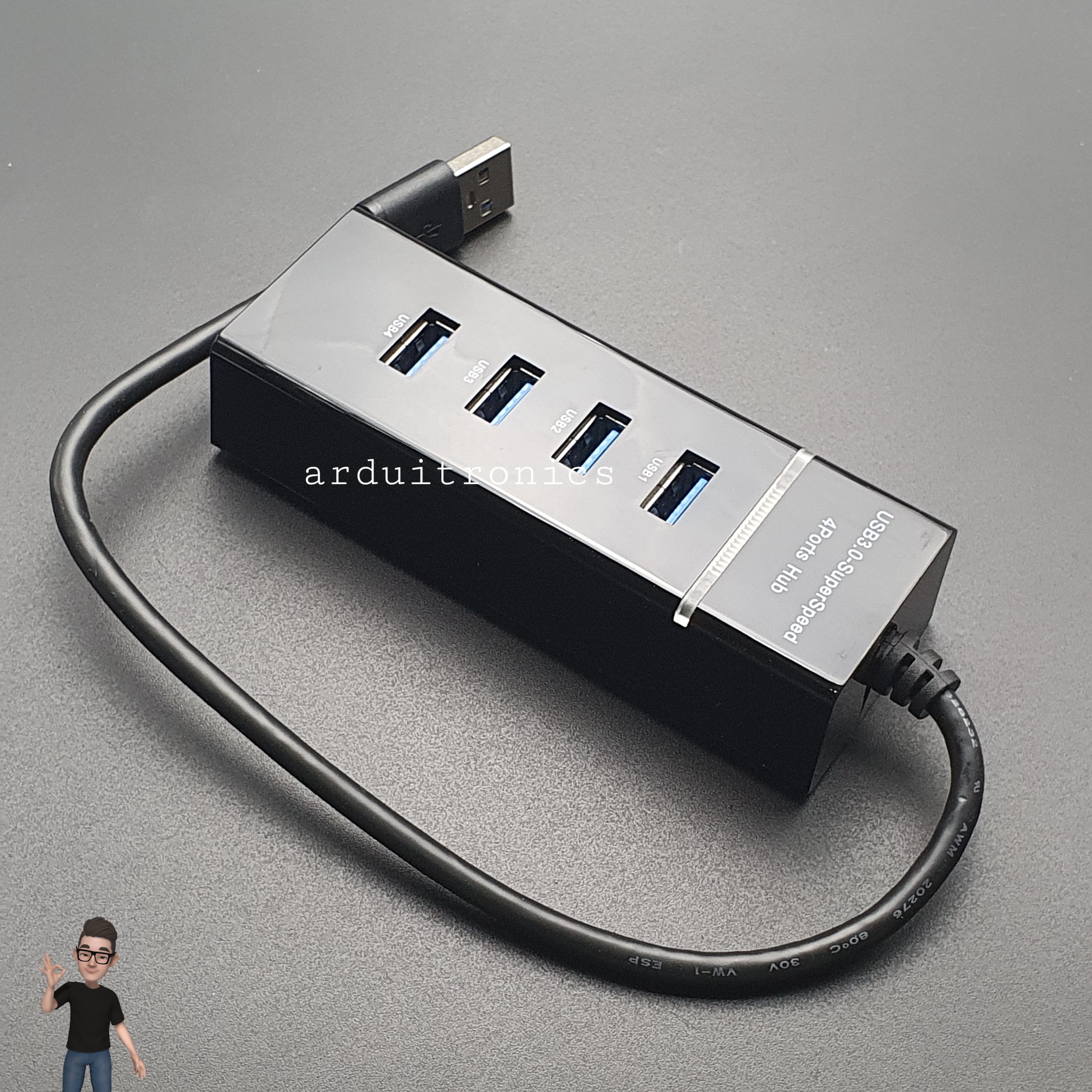 4 Ports USB Hub Super-speed USB3.0 ( Black )