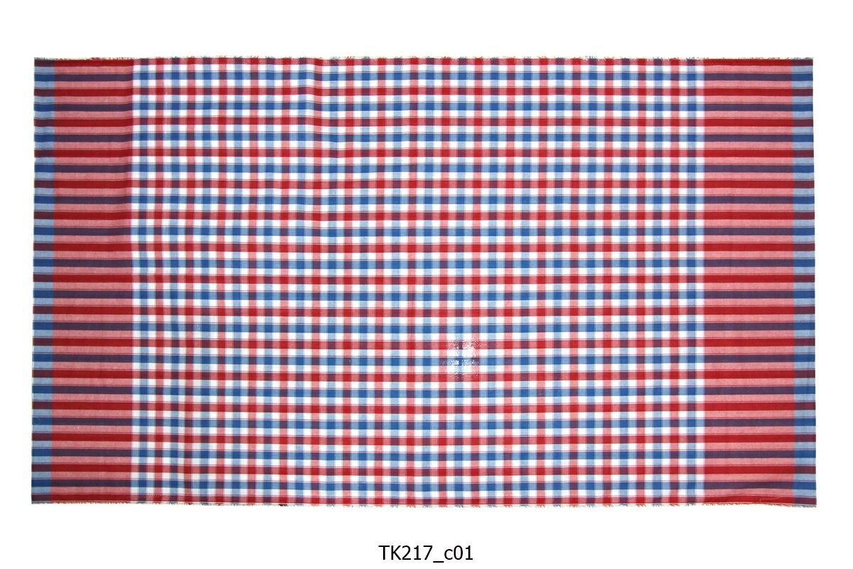 [2ม.] ผ้าขาวม้า TK217 แดงน้ำเงิน