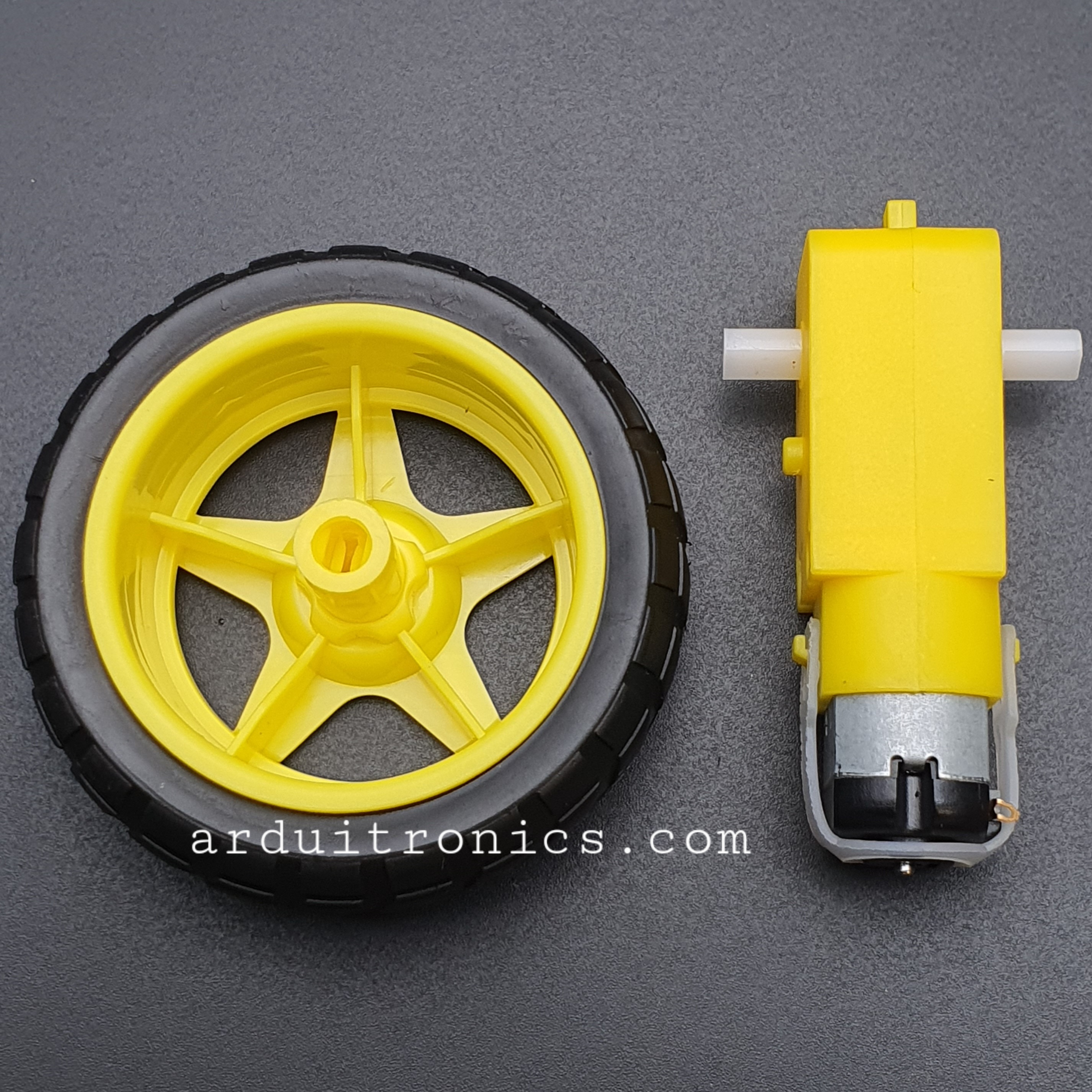 Gear Motor with Wheel Tire มอเตอร์แกนคู่พร้อมล้อ (อัตราทด 1:48)