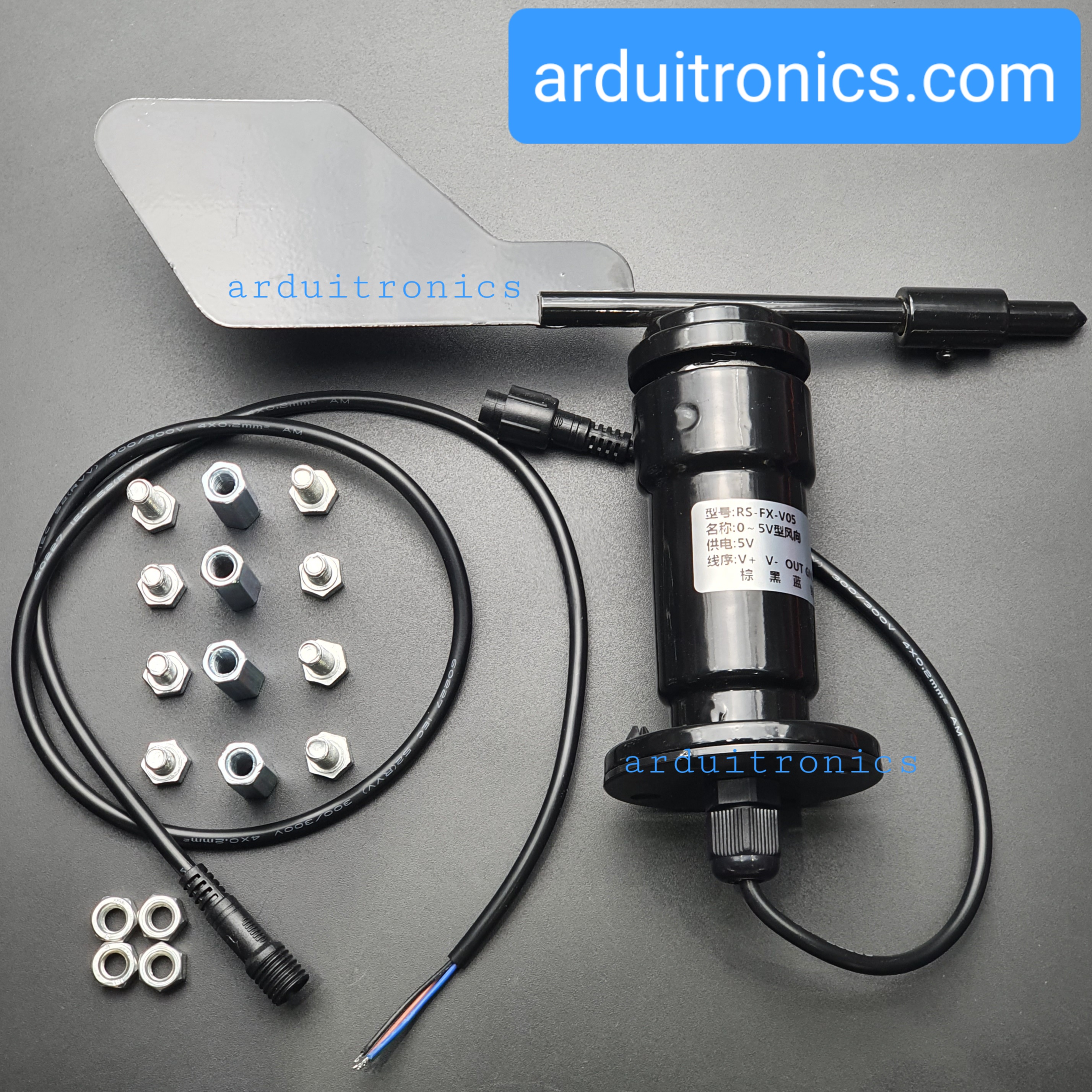 เซ็นเซอร์วัดทิศทางลม arduino หมุนได้ 360 องศา โลหะ Wind Direction Sensor Signal 0-5V