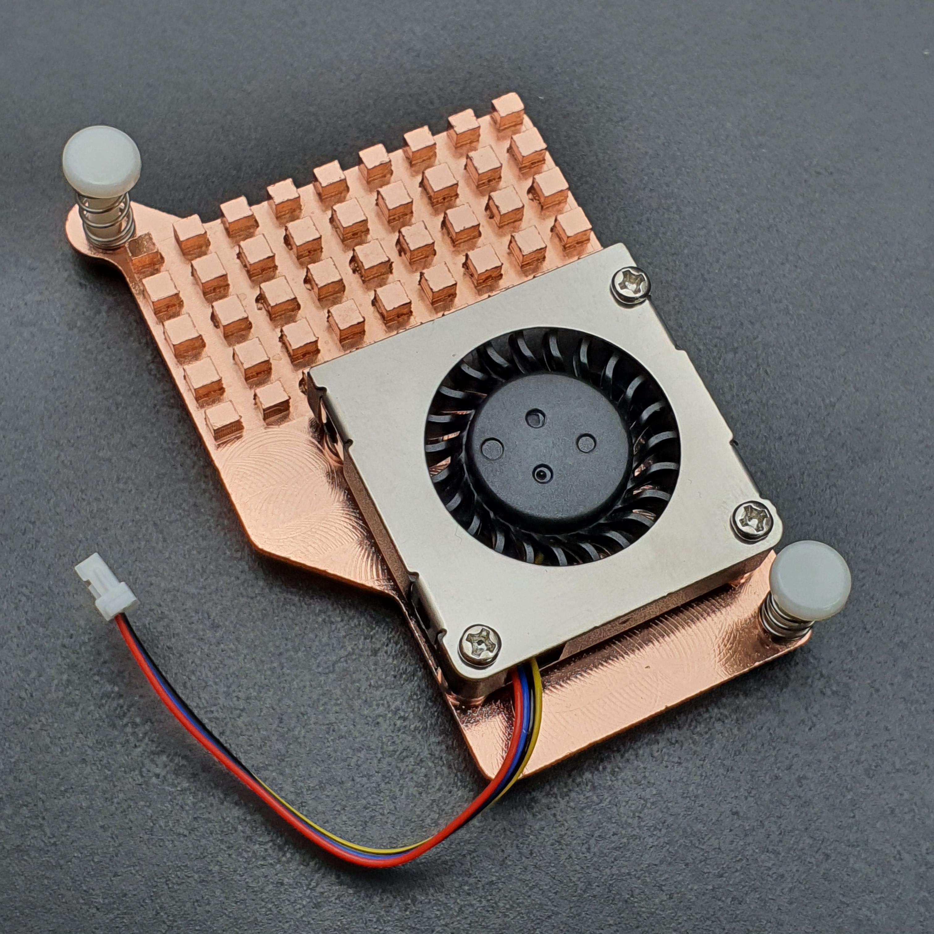Raspberry Pi 5 Active Cooling Fan With Aluminum Radiator Heat Sink - สีทองแดงและพัดลมสีดำ