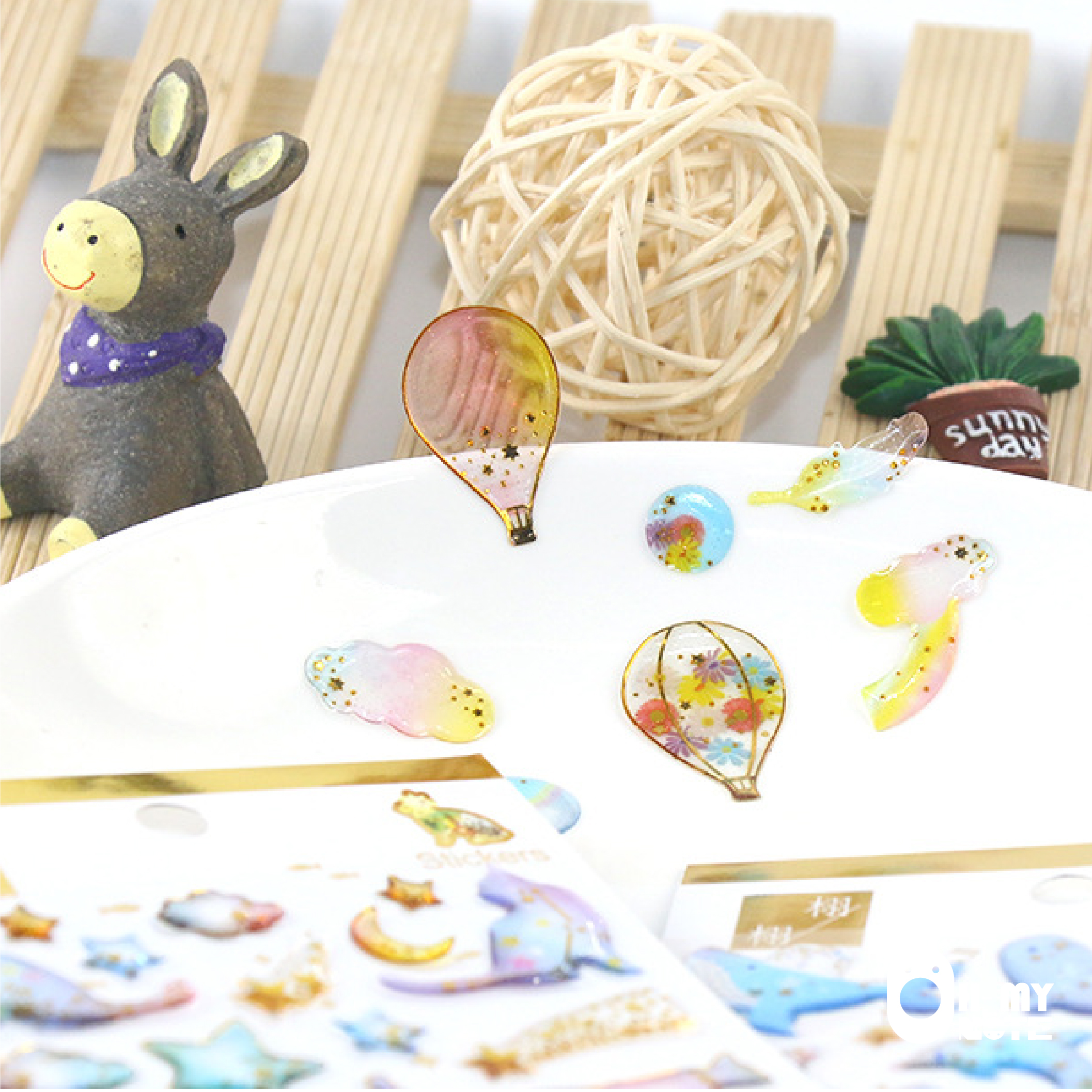 Ohmynote สติกเกอร์ 3d Sticker แบบนูน ปั๊มสีทองวิบวับ