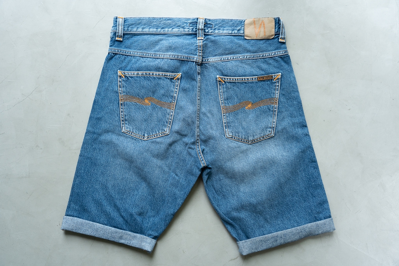 [DEFECT] Sleepy Sixten Celestial Orange ยีนส์ฟอก ขาสั้น Nudie ของแท้ 100%