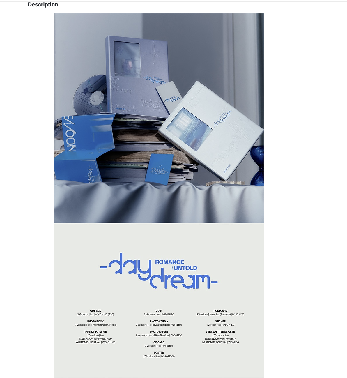 Enhypen -ROMANCE : UNTOLD -daydream- แบบ ปกสุ่ม - แบบได้ของแถมเพิ่ม จาก weverse shop - แบบ ส่ง เครืองบิน