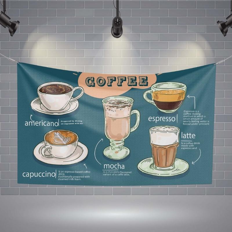 ป้ายผ้า กาแฟ (มีของแถม) ผ้าพิมพ์ลาย ทนแดด ทนฝน แบรนด์ไทย รับประกัน