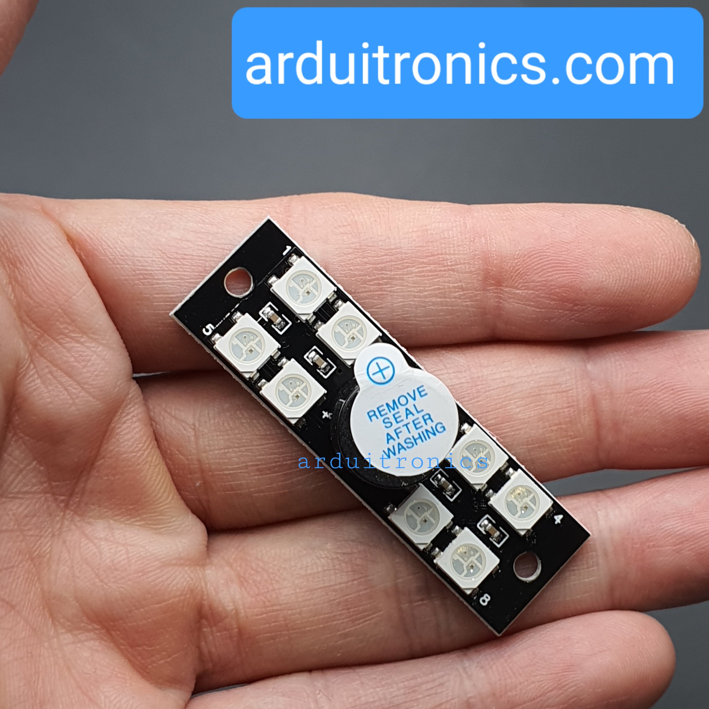 โมดูลไฟ LED RGB WS2812B 8 ดวง พร้อมสัญญาณเสียงบัซเซอร์ Active Buzzer