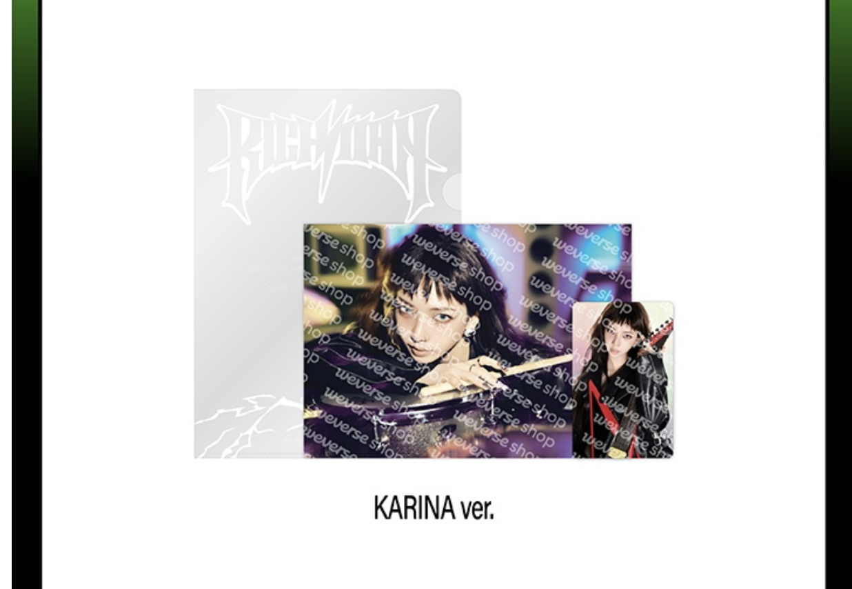 aespa -aespa WEEK RichMan POP-UP OFFICIAL MD ONLINE -POSTCARD + HOLOGRAM PHOTO CARD SET แบบ Karina.