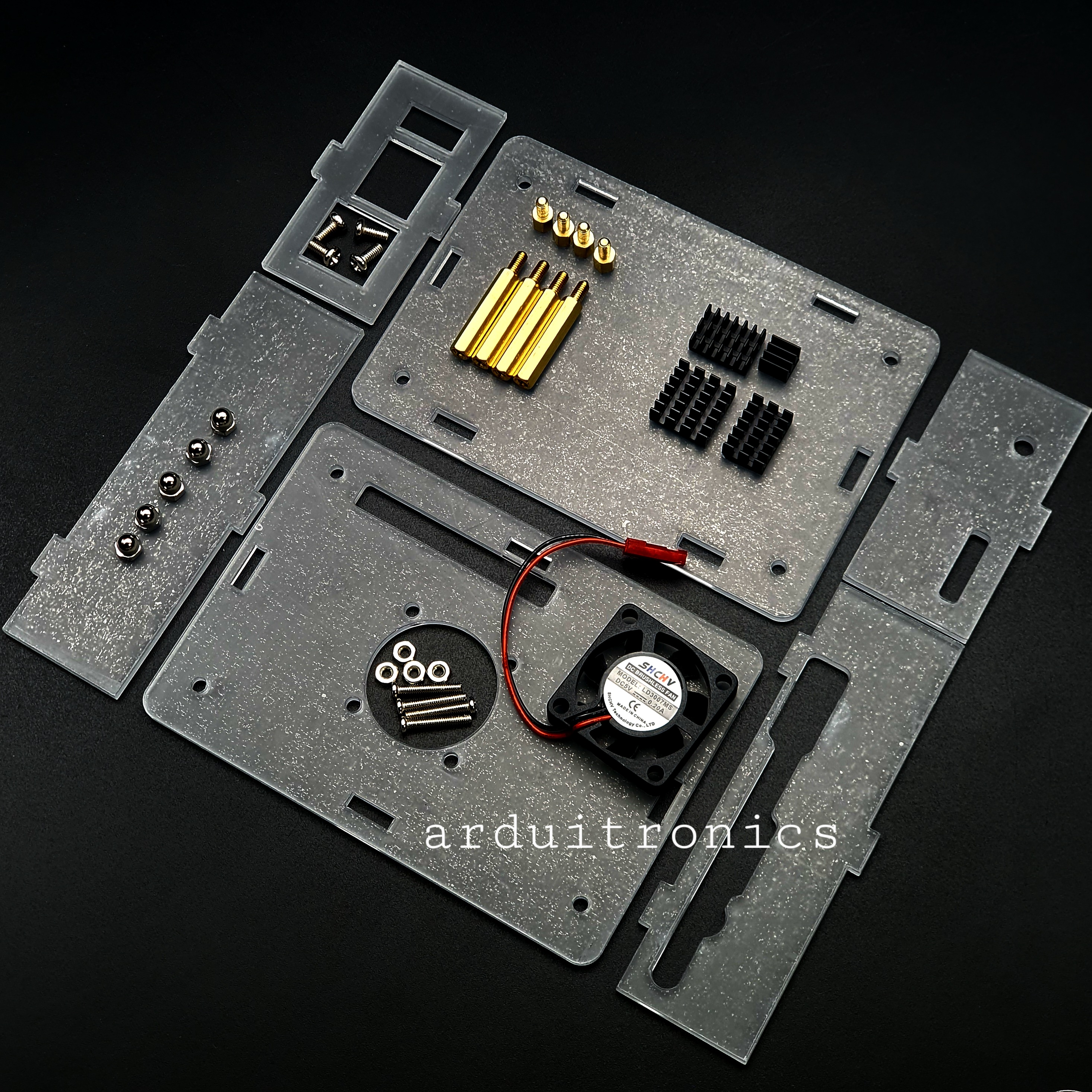 Acrylic Case with Cooling Fan and Aluminum Heat Sink for Orange Pi 5