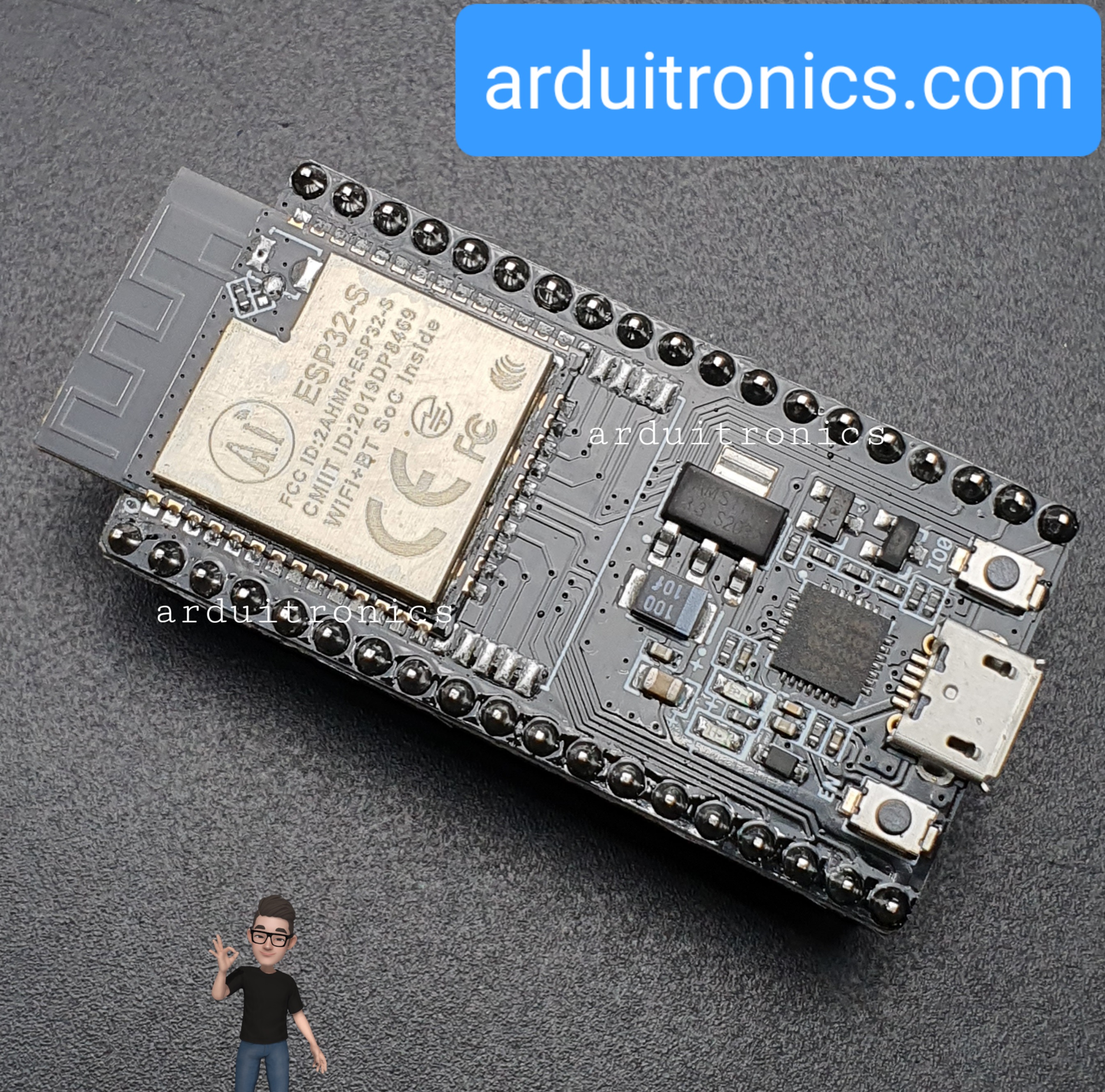 NodeMCU ESP-32S (WiFi + Bluetooth) มีช่องสำหรับใส่หัวต่อเสาอากาศแบบ IPEX 38 pin