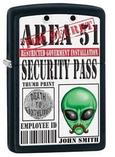 Zippo 28437Area 51 Security Pass Alien