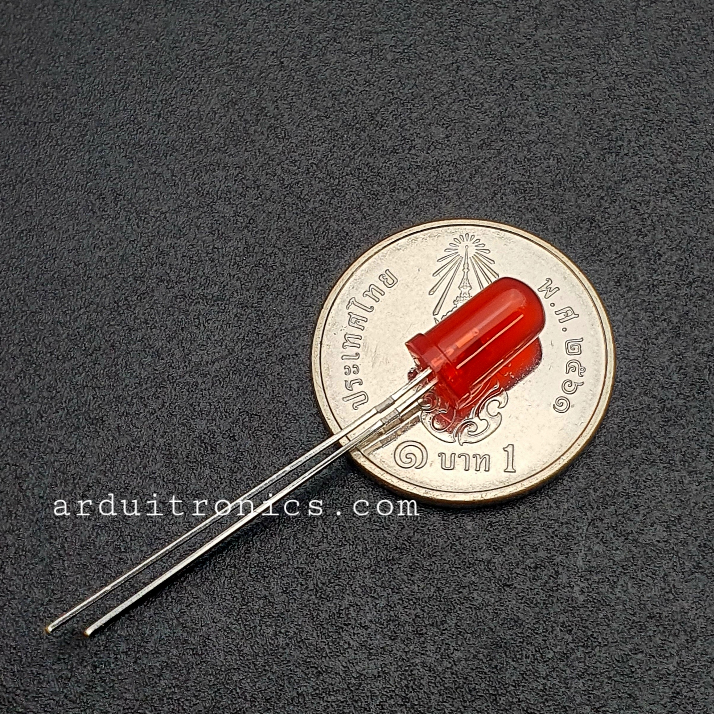 Red LED 5mm ชุด 10 หลอด ขายาว ขนาด 28mm สีแดง