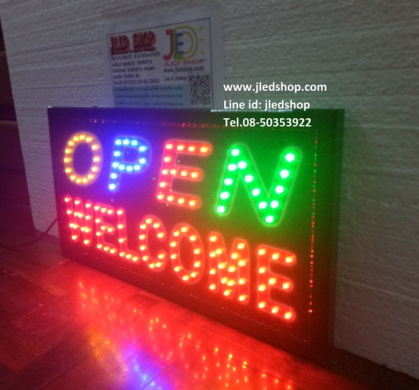 ป้ายไฟOPEN-WELCOME กระพิบLED ป้ายไฟLEDแบบสำเร็จ