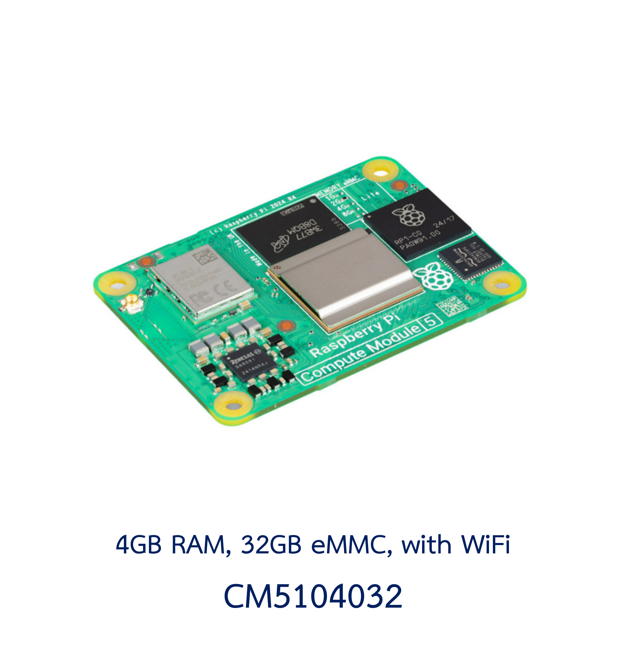 Raspberry Pi Compute Module 5 (4GB RAM, 32GB eMMC, 2.4 / 5.0 GHz Wireless, CM5104032) - แท้ 100%