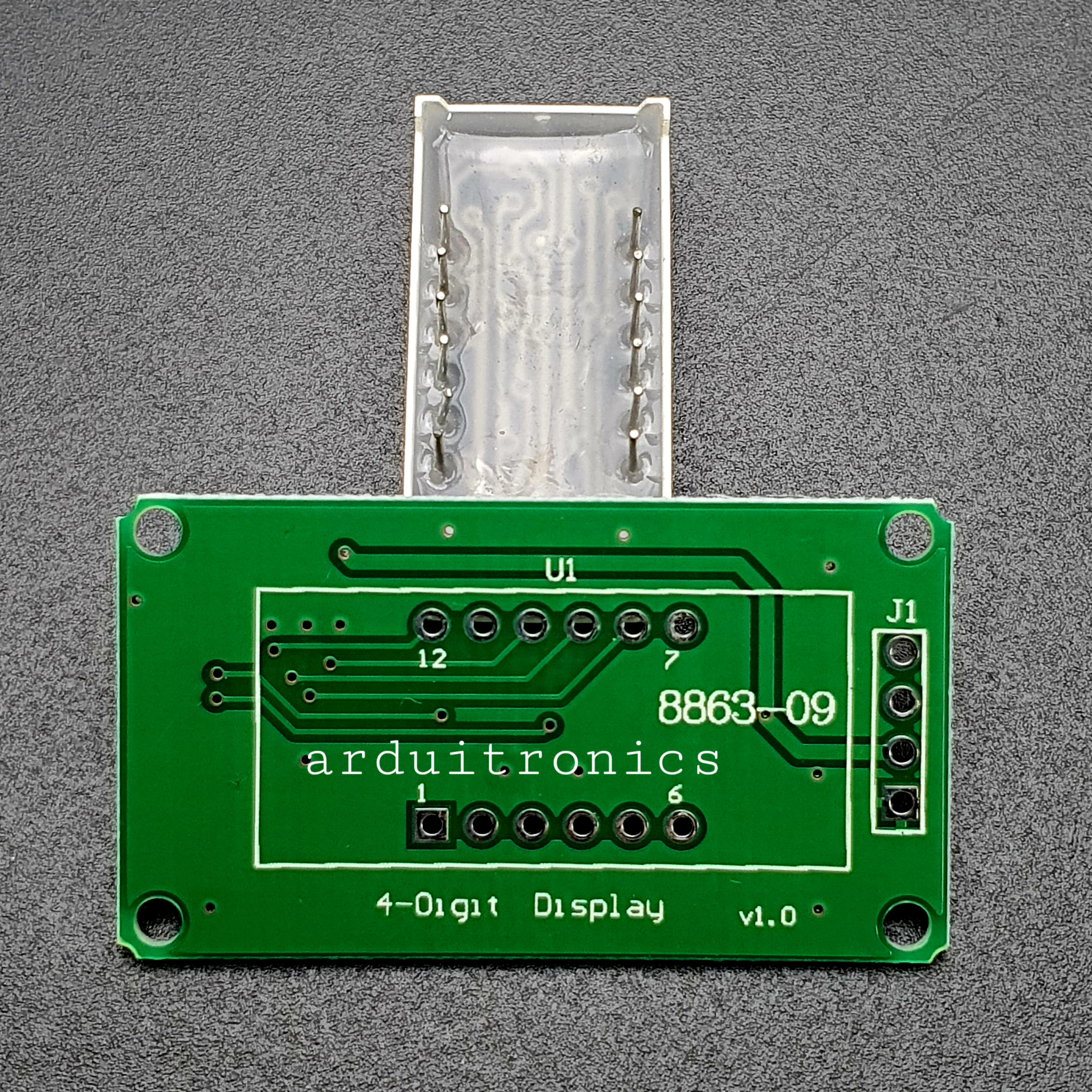 โมดูลแสดงค่าตัวเลข 4 หลัก 7 Segment 4 Digit Clock Display 0.36 Inches - Green PCB (ยังไม่บัดกรี)