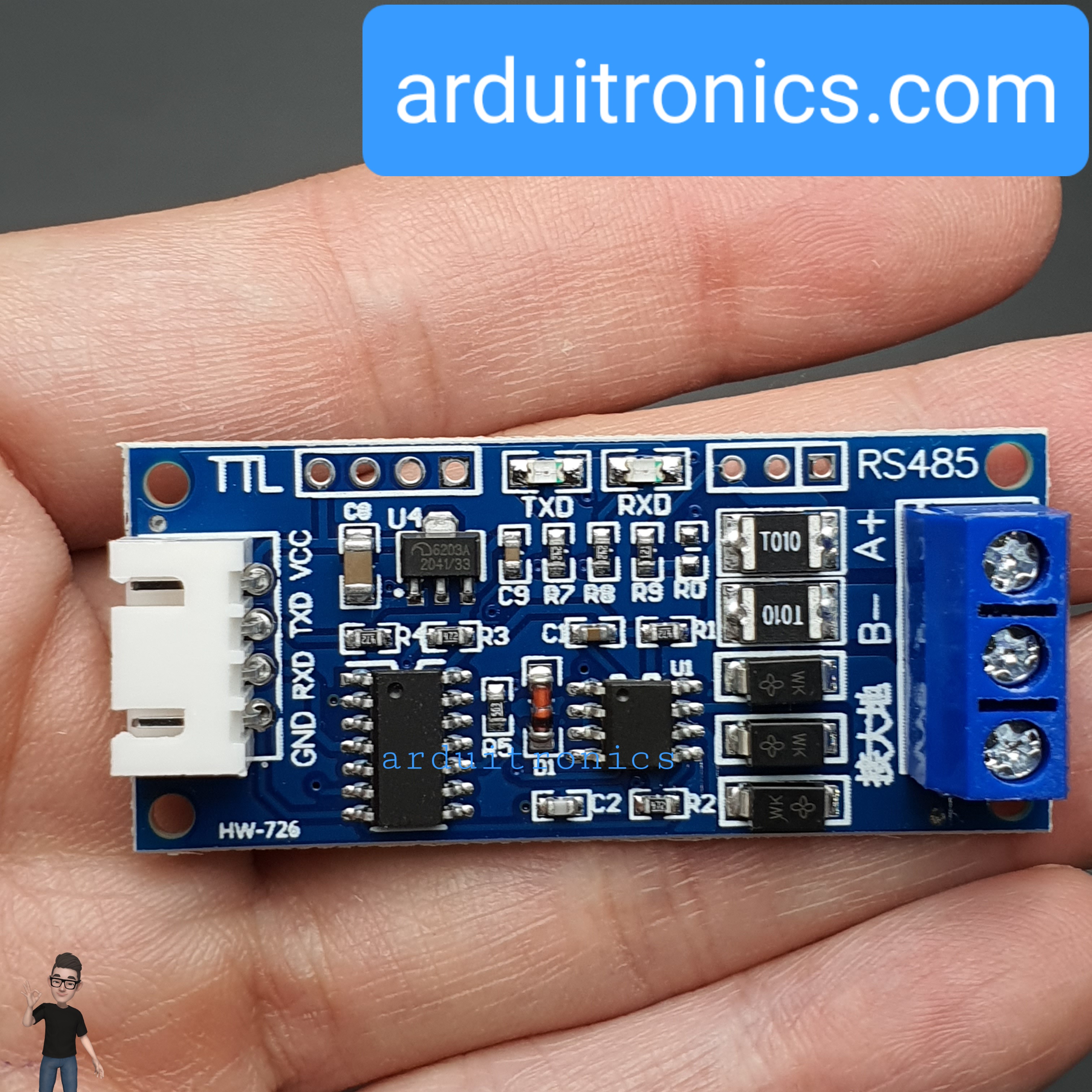 โมดูลแปลงสัญญาณ TTL เป็น RS485 TTL to RS485 Module Automatic Flow TTL Signal Single-Chip Serial Port + Free Cable