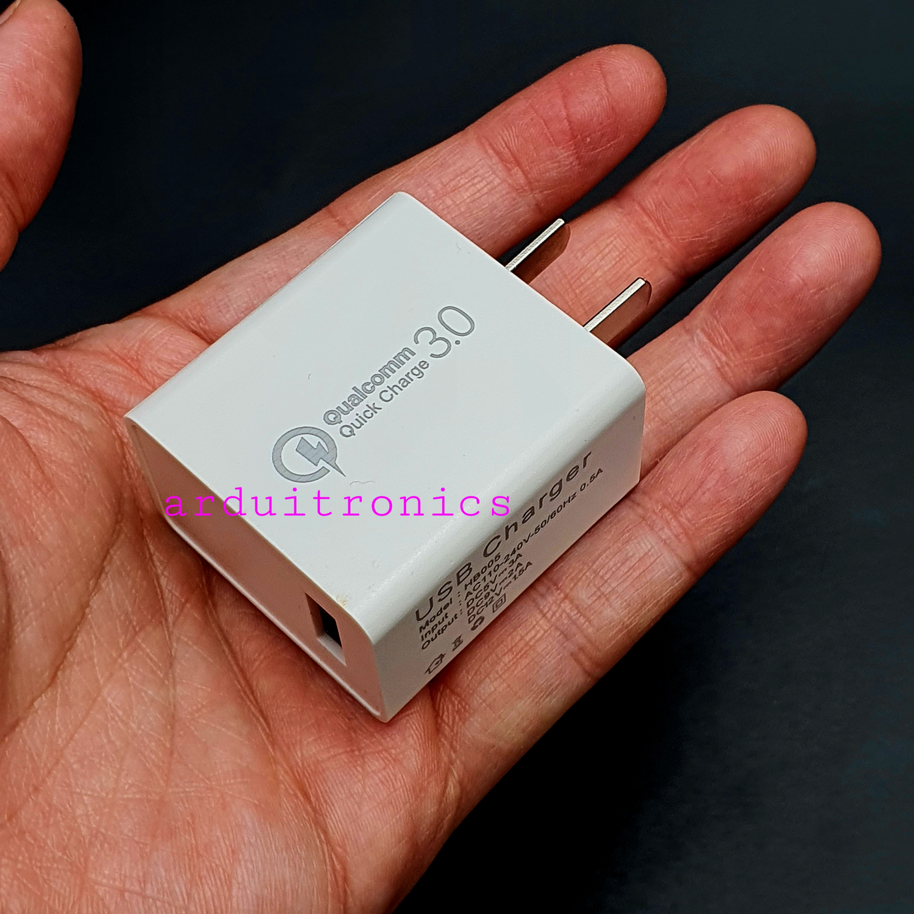 Fast Charge Adapter 5V 3A USB QC3.0 18W ด่วนชาร์จอะแดปเตอร์ กรอบแข็ง สีขาว