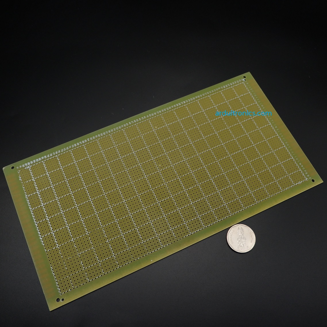 แผ่นปริ๊น PCB อเนกประสงค์แบบ 1 หน้าอย่างดี สีเขียว PCB ขนาด 13x25 เซนติเมตร (แผ่น PCB ไข่ปลา 1 หน้า)