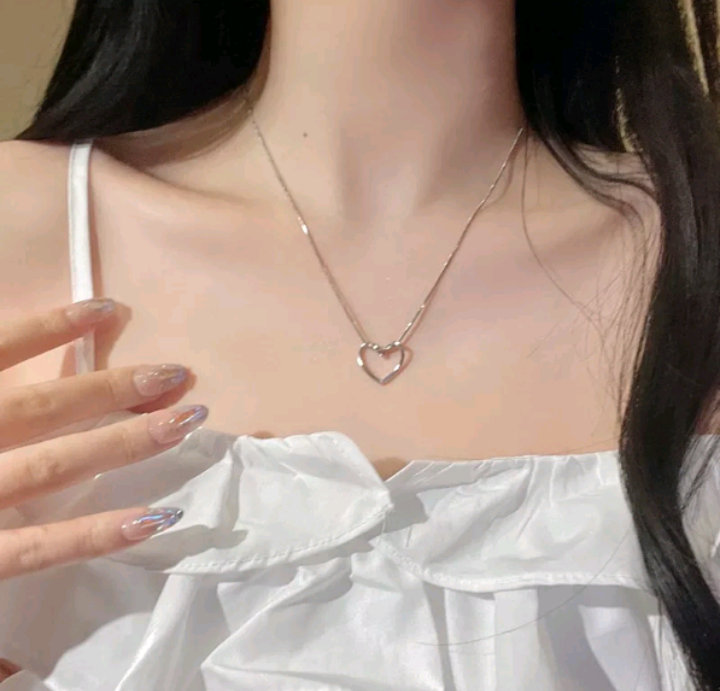 สร้อยคอ จี้รูปหัวใจ แบบกลวง สไตล์เรียบง่าย 40+3cm