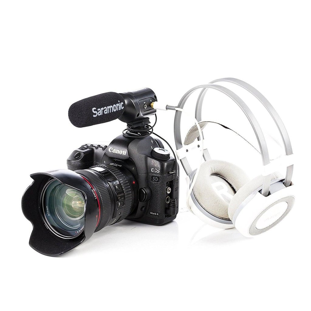 Saramonic SR-M3 ไมโครโฟนช็อตกันติดหัวกล้องไมค์คอนเดนเซอร์ทิศทางเป็นมิกเซอร์รวมเสียงไมโครโฟนสามารถเพิ่มไมค์ได้ 1 ช่อง