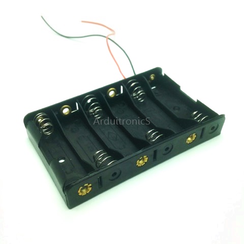 Battery Box รางถ่าน 6 ก้อน AA 9V สำหรับ Arduino ไม่มีฝา