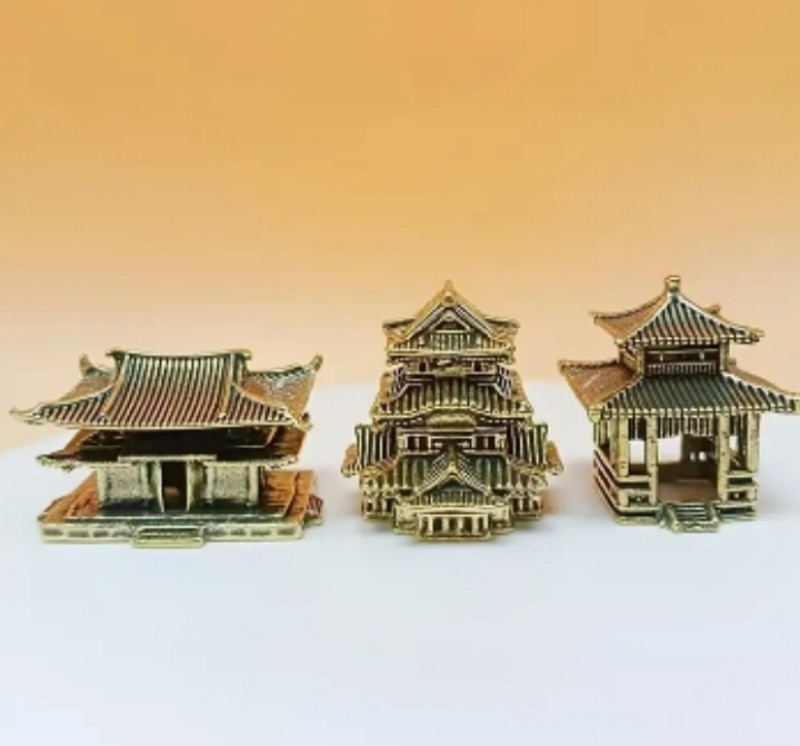 3ชิ้นบ้านโบราณแบบจีน ขนาดเล็ก ของขวัญตกแต่ง