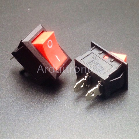 สวิตช์ไฟเปิด/ปิด 15x21mm Power Switch 2 ขา KCD1-101 สีแดง