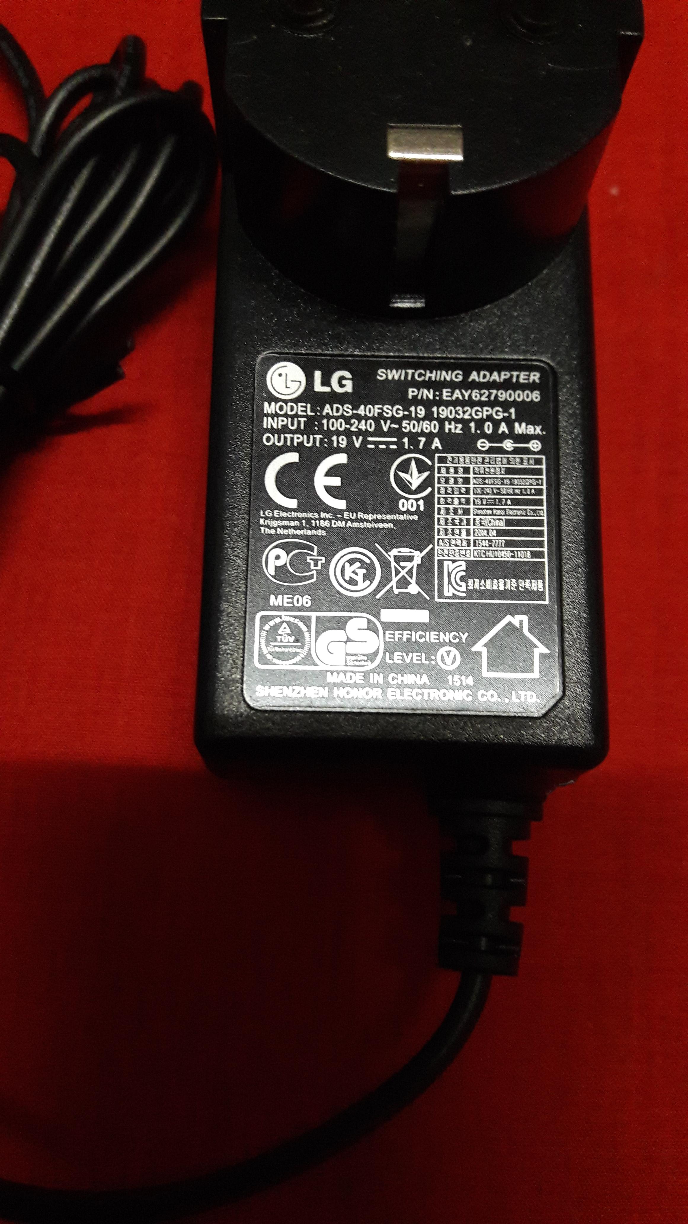 ADAPTER TV LG 19V 1.7A : P/N : EAY62790006 ของแท้ สภาพ 99%