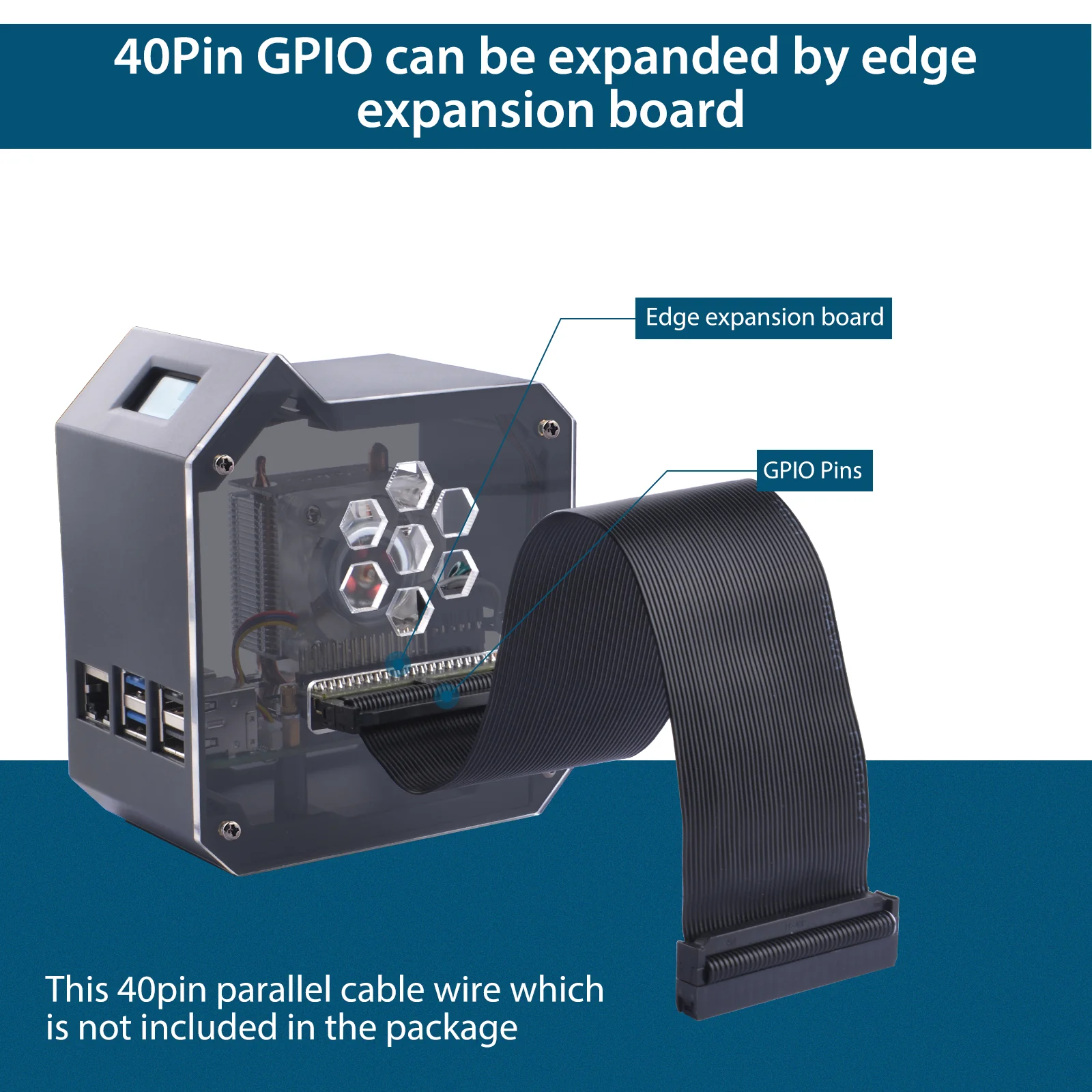 52Pi ABS Mini Tower Kit Black Enclosure Case for Raspberry Pi 5 with Ice Tower Cooler OLED