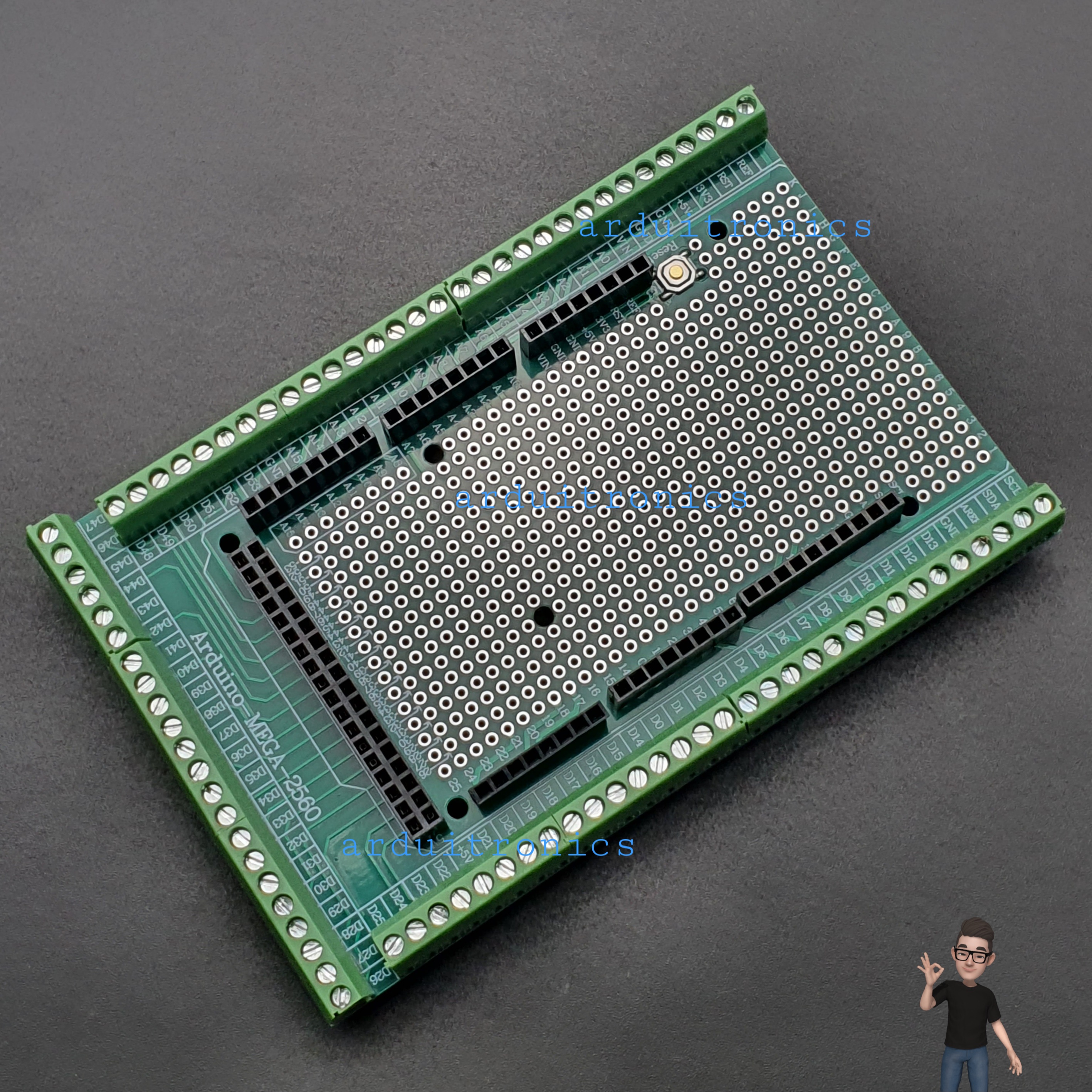 โมดูลขยายขา Mega2560 PCB Prototype Screw Terminal Block Shield for ...