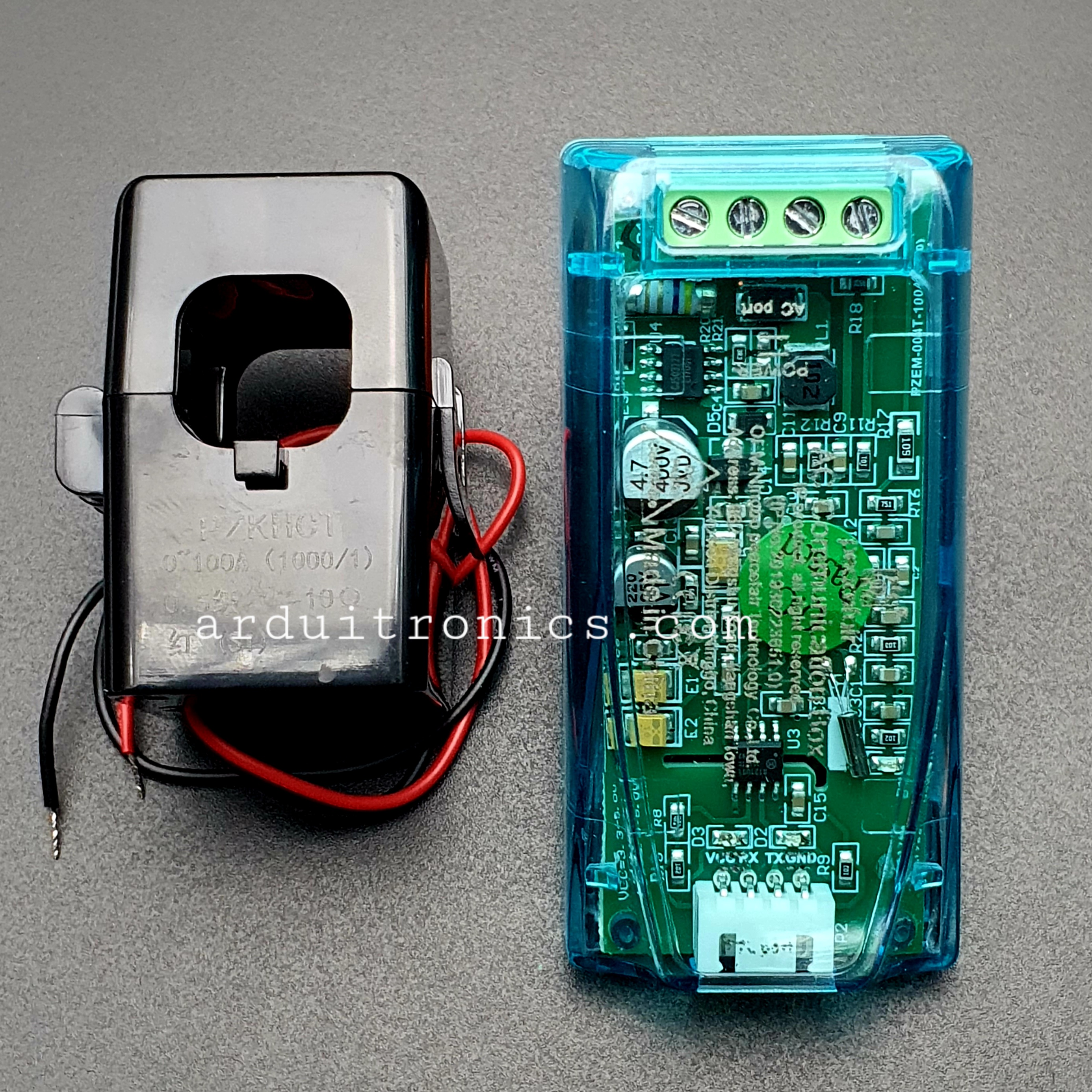 PZEM-004T AC Digital Power Energy Meter Module with Open/Close Current Transformer แบบมีกรอบใสอย่างดี